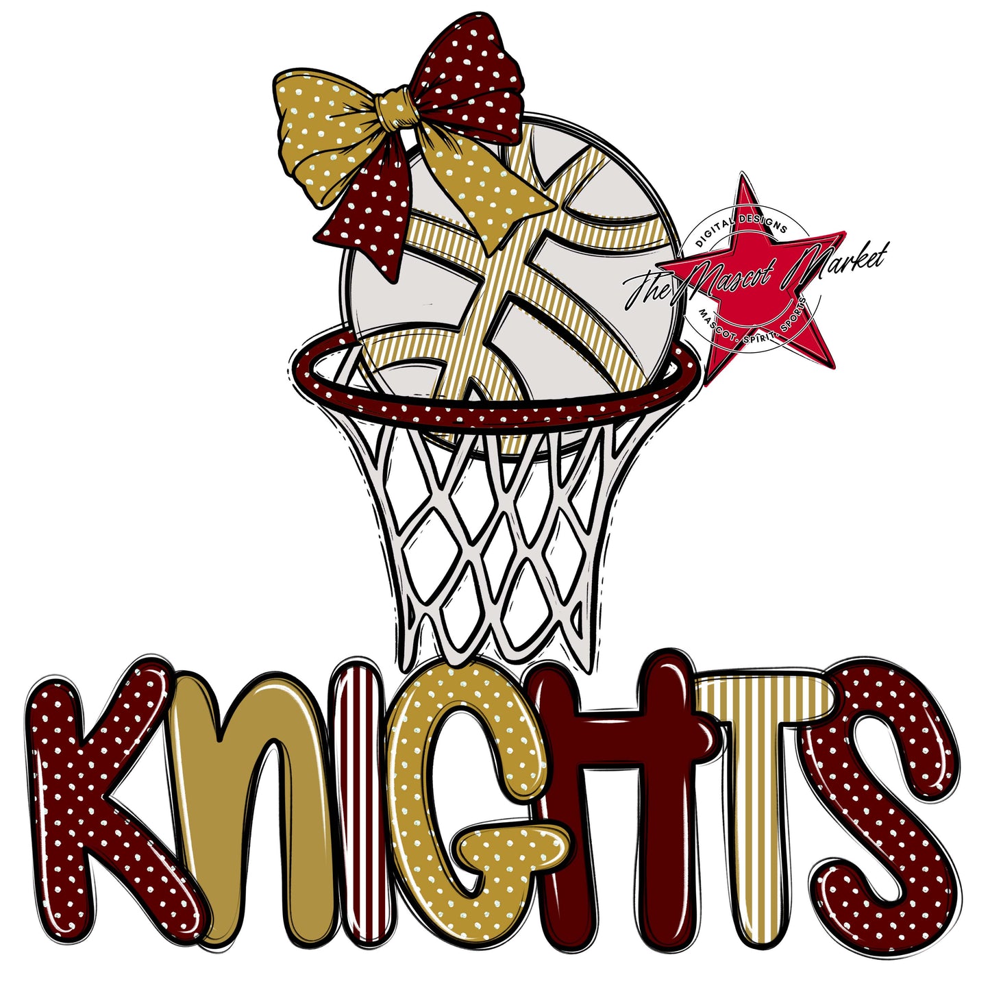 Knights Basketball Spirit Design-Maroon & Gold