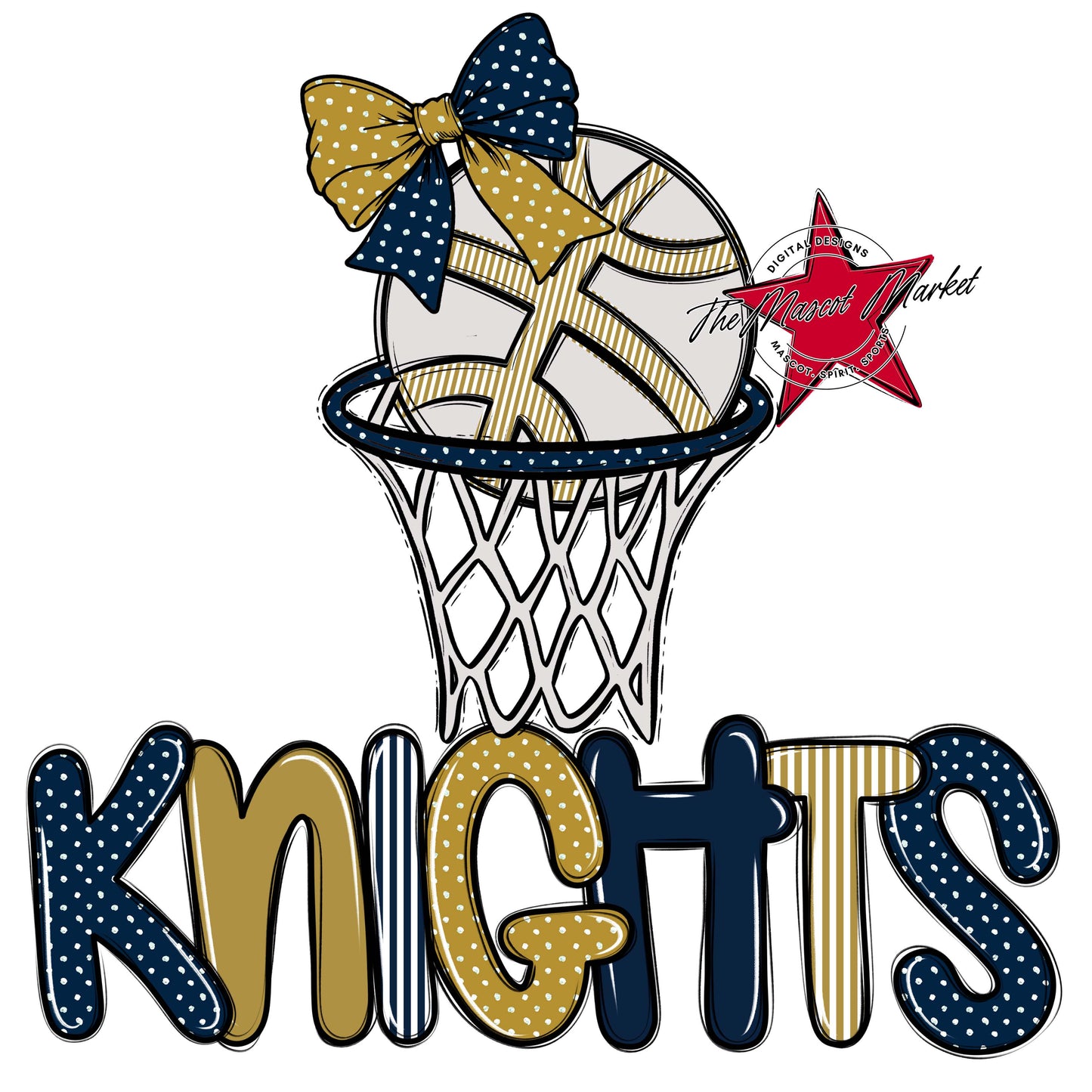 Knights Basketball Spirit Design-Navy & Gold