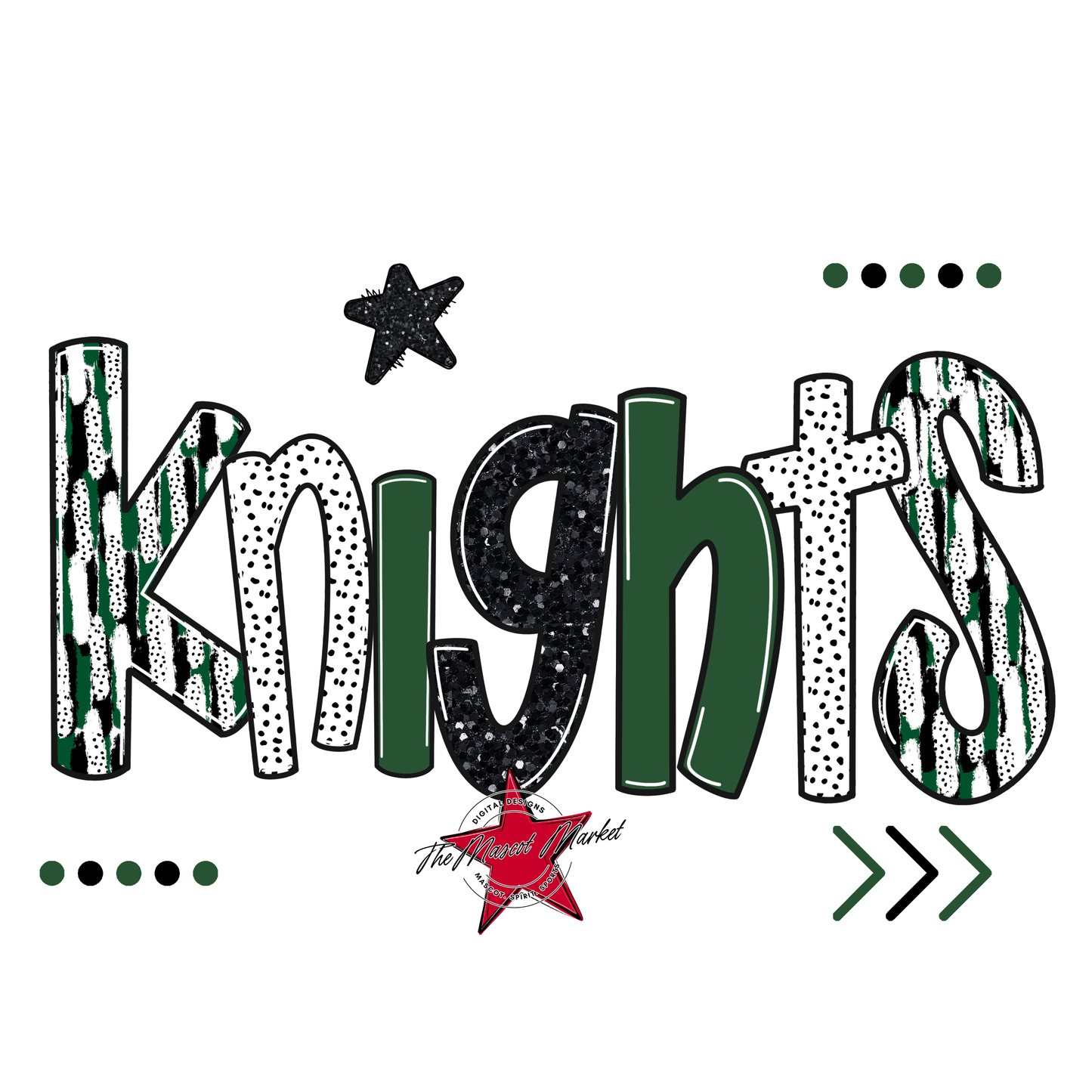 Knights Brushstroke Alpha w Arrows-Green