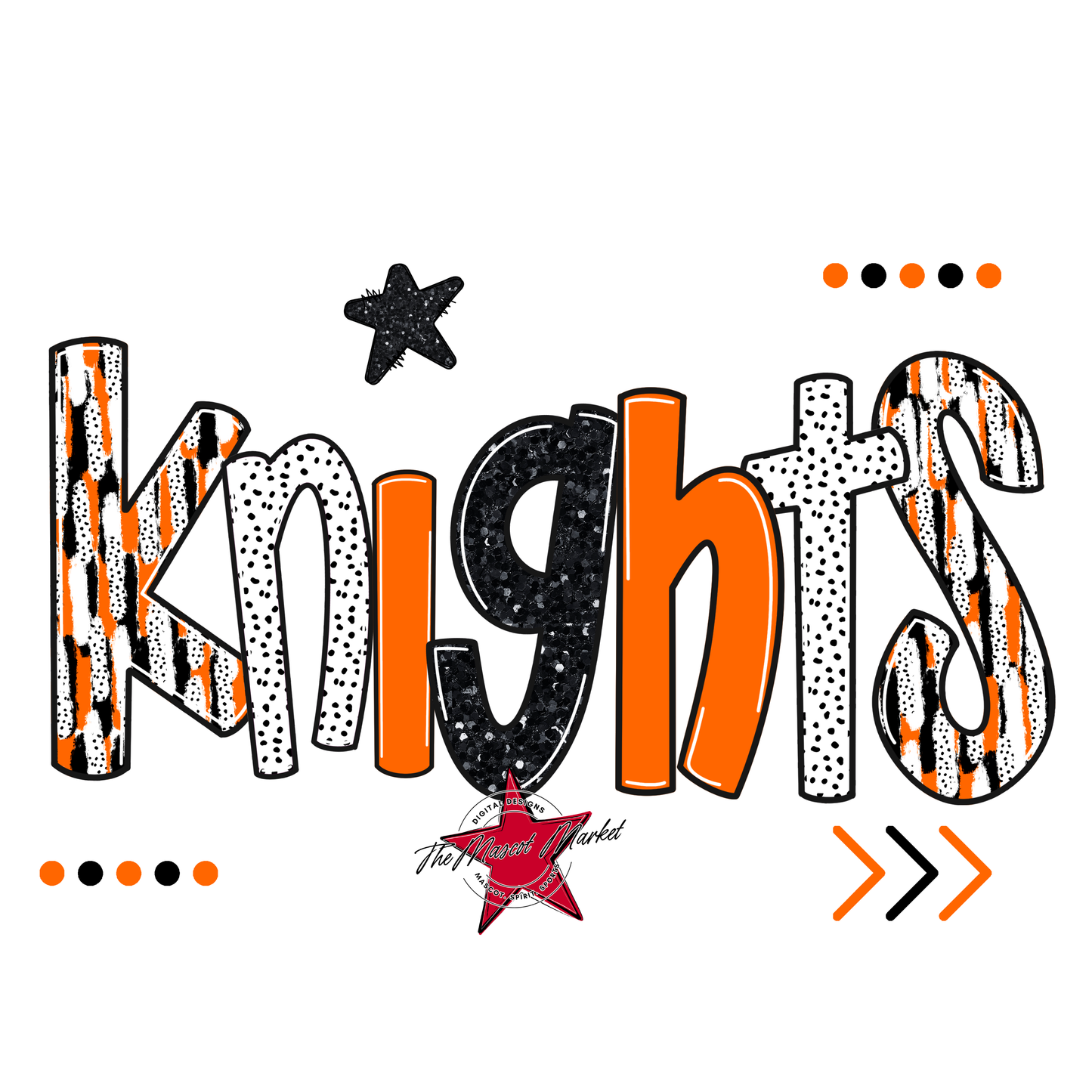 Knights Brushstroke Alpha w Arrows-Orange