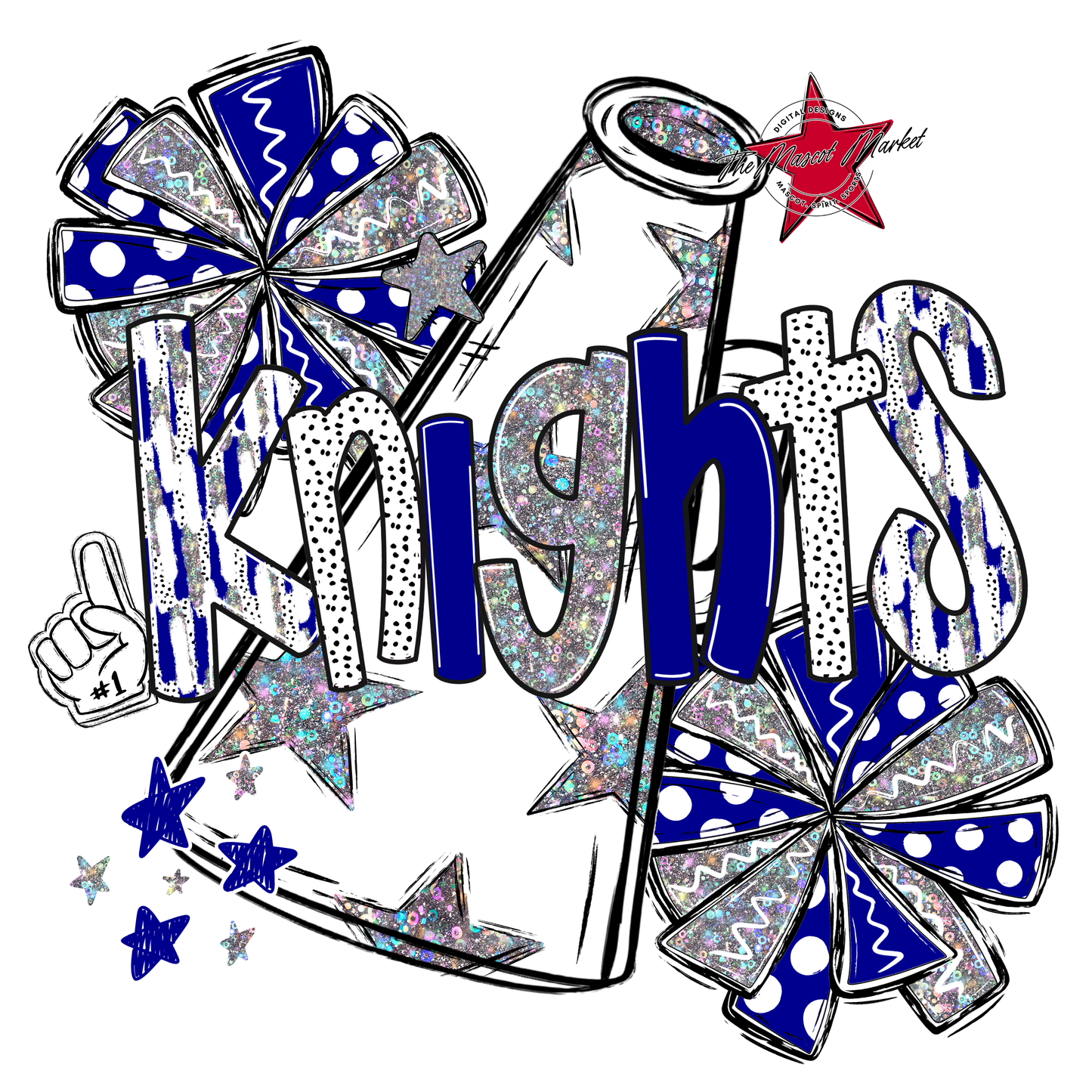 Knights Cheer Megaphone Scrape-Blue