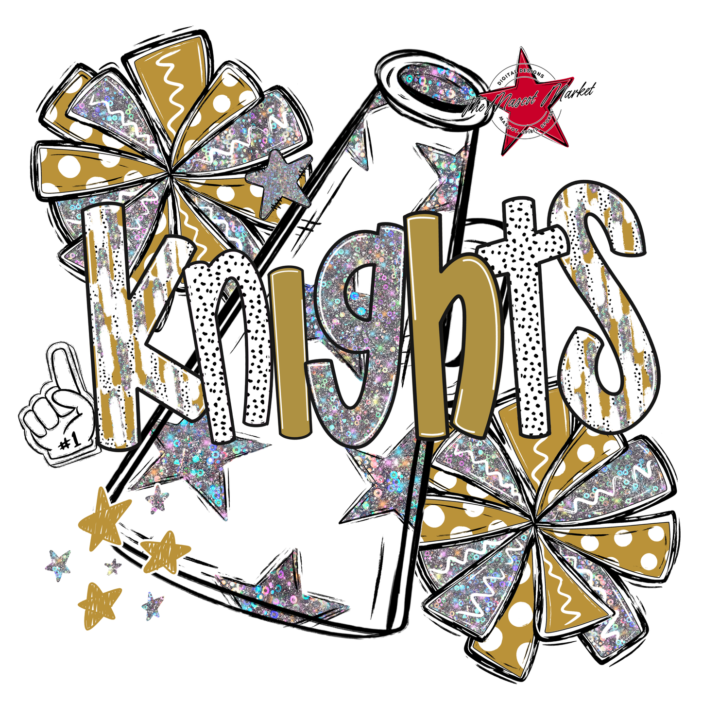 Knights Cheer Megaphone Scrape-Gold