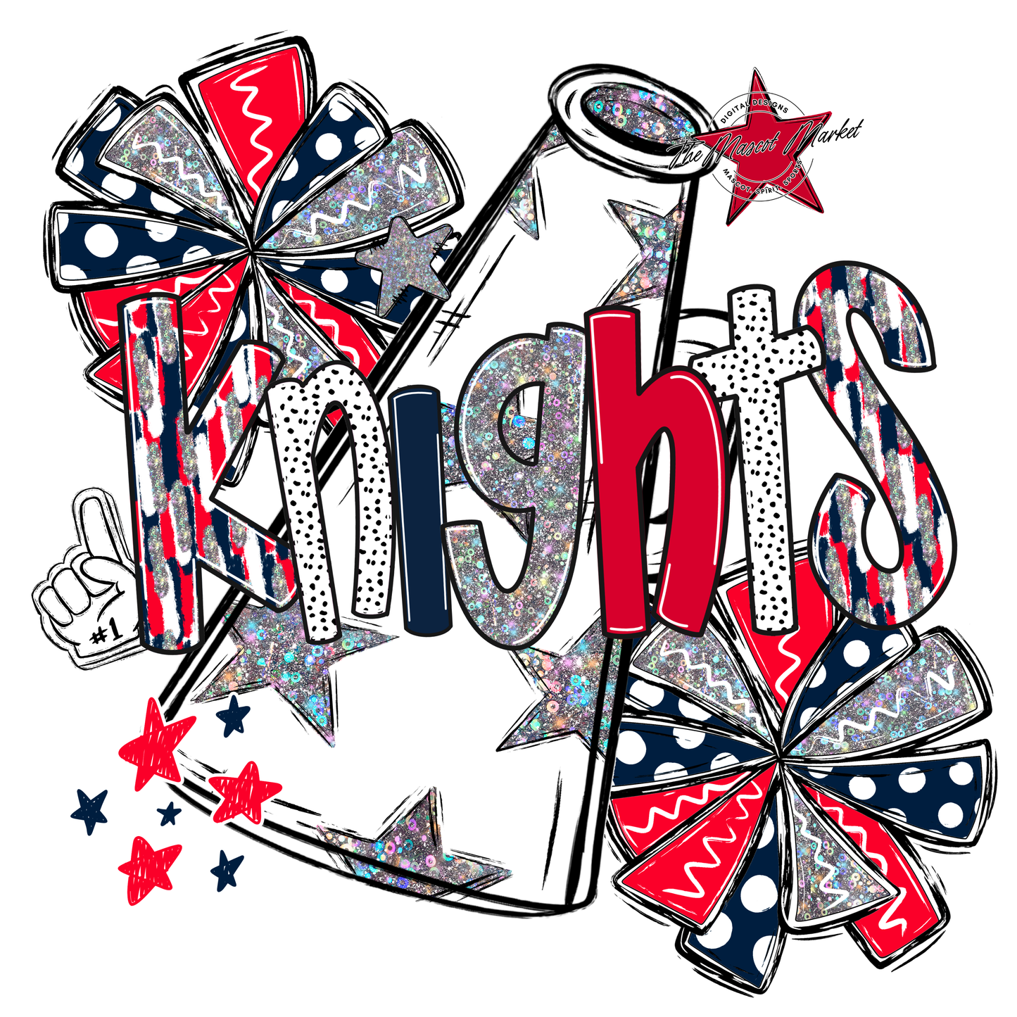 Knights Cheer Megaphone Scrape-Navy-Red