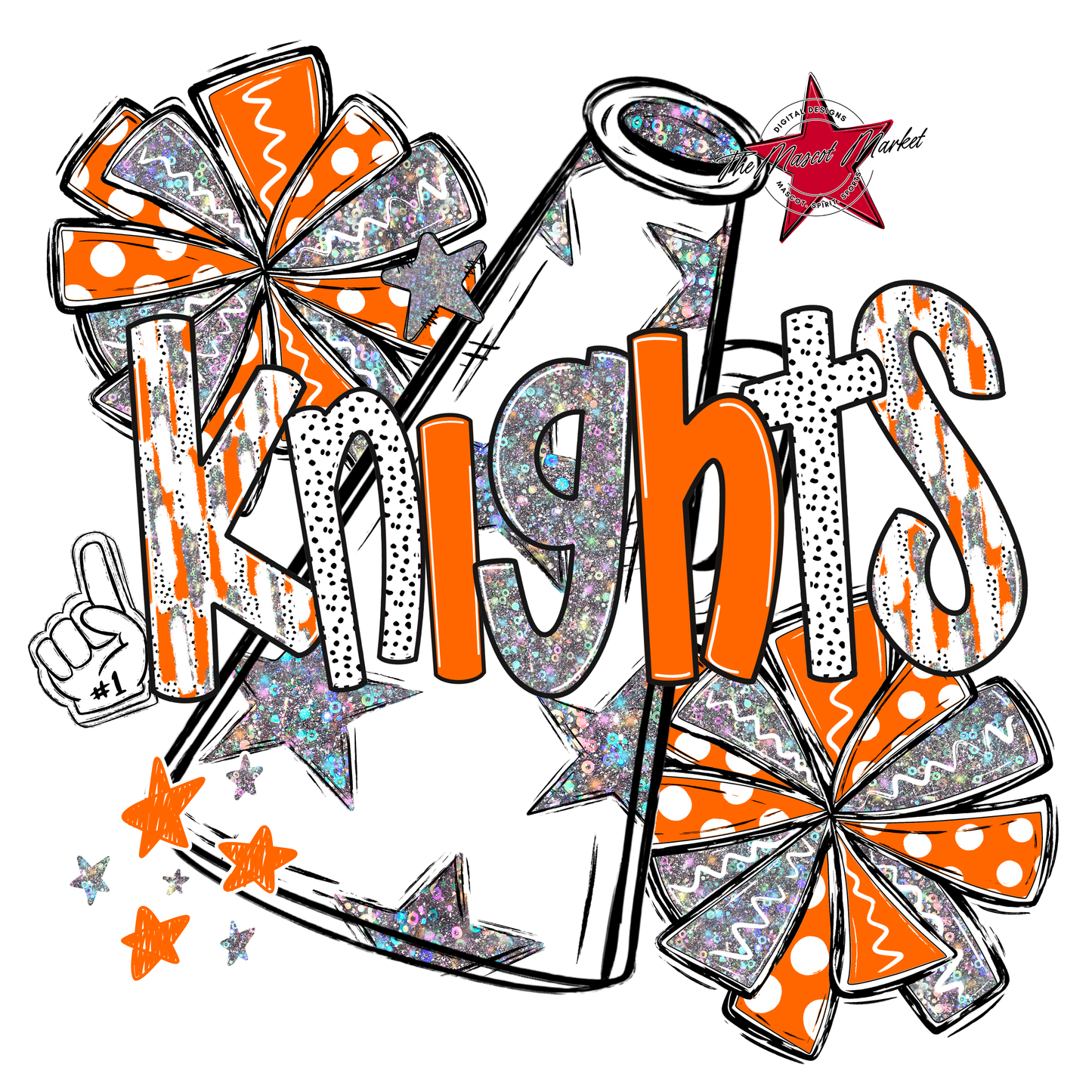 Knights Cheer Megaphone Scrape-Orange