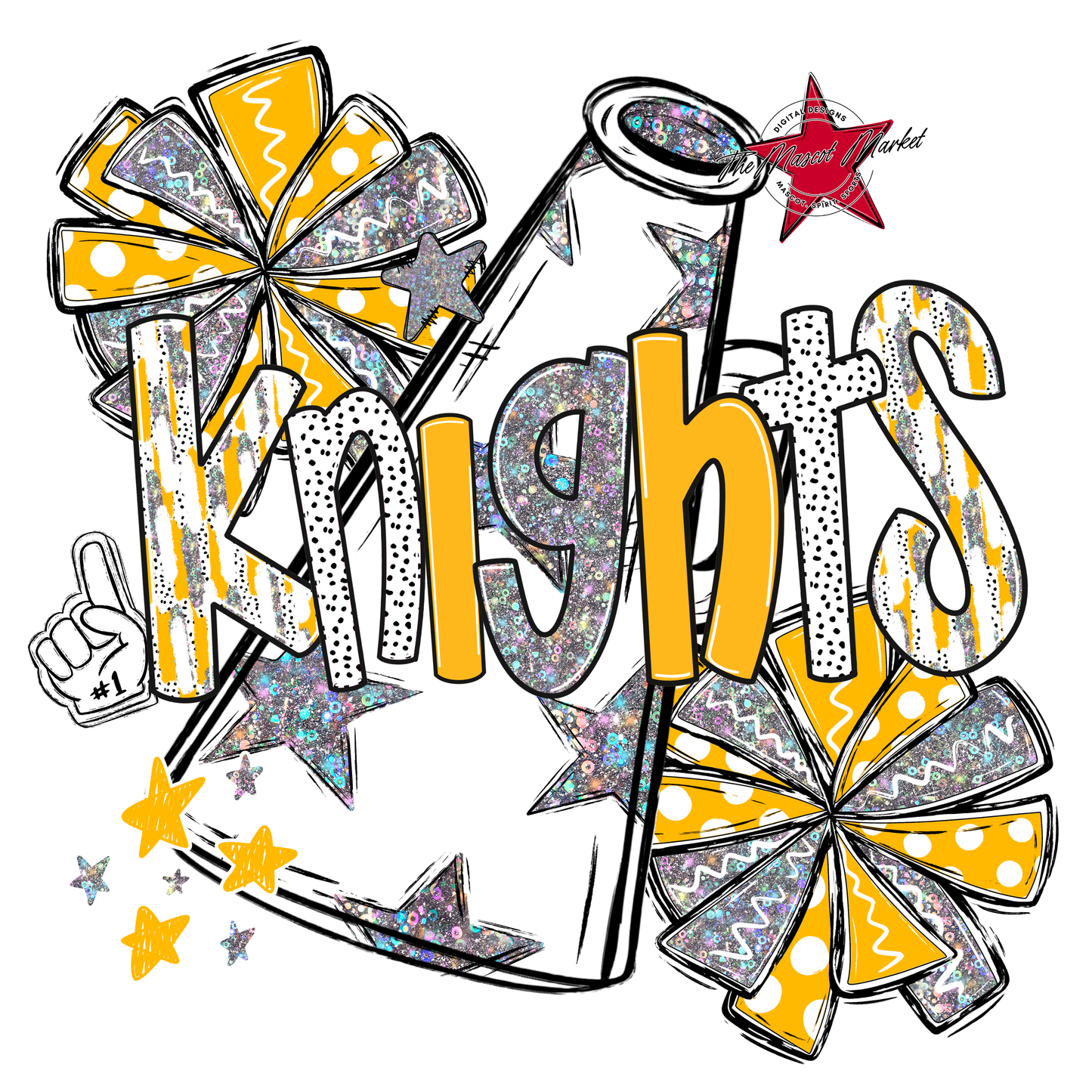 Knights Cheer Megaphone Scrape-Yellow