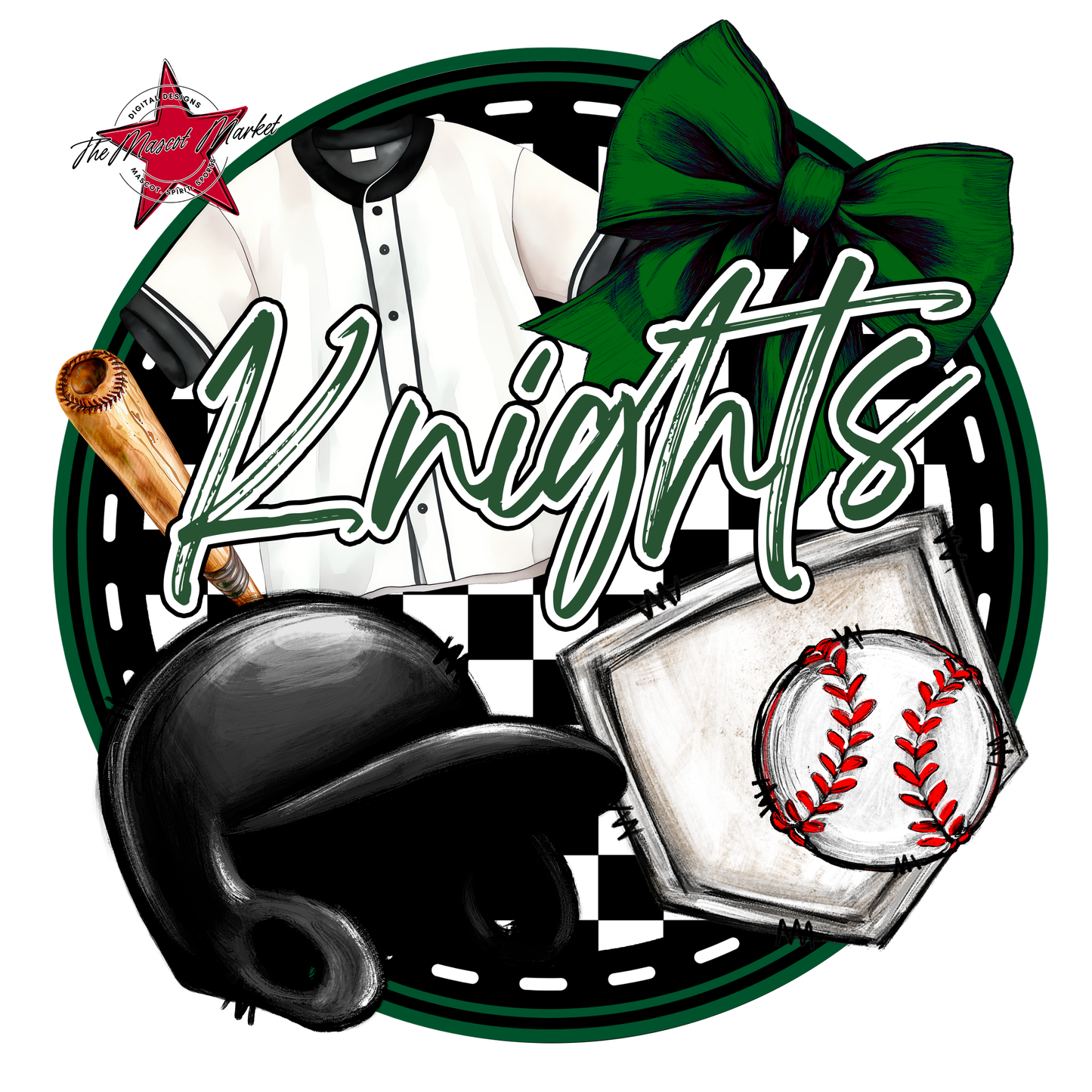 Knights Circle Baseball Design-Green