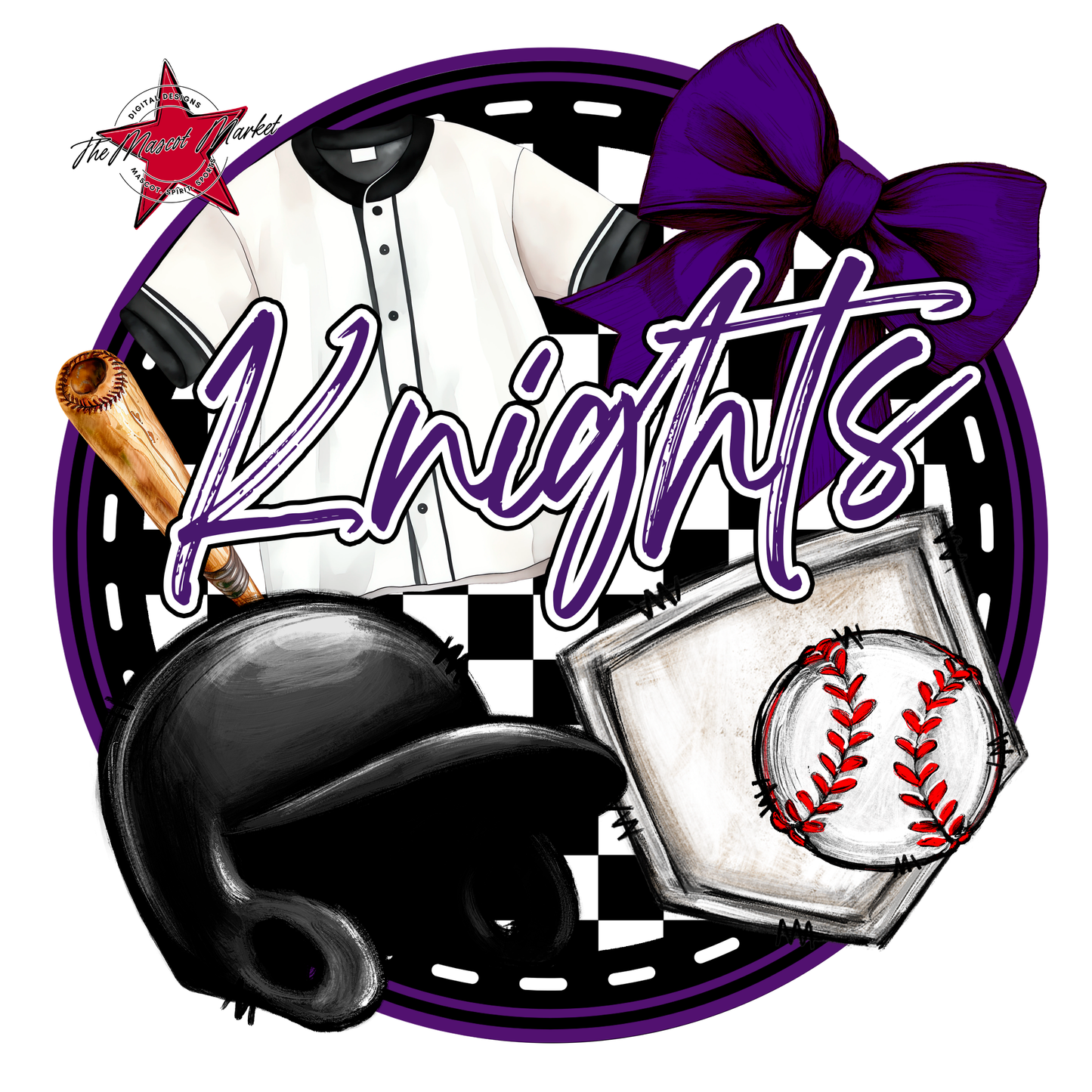 Knights Circle Baseball Design-Purple