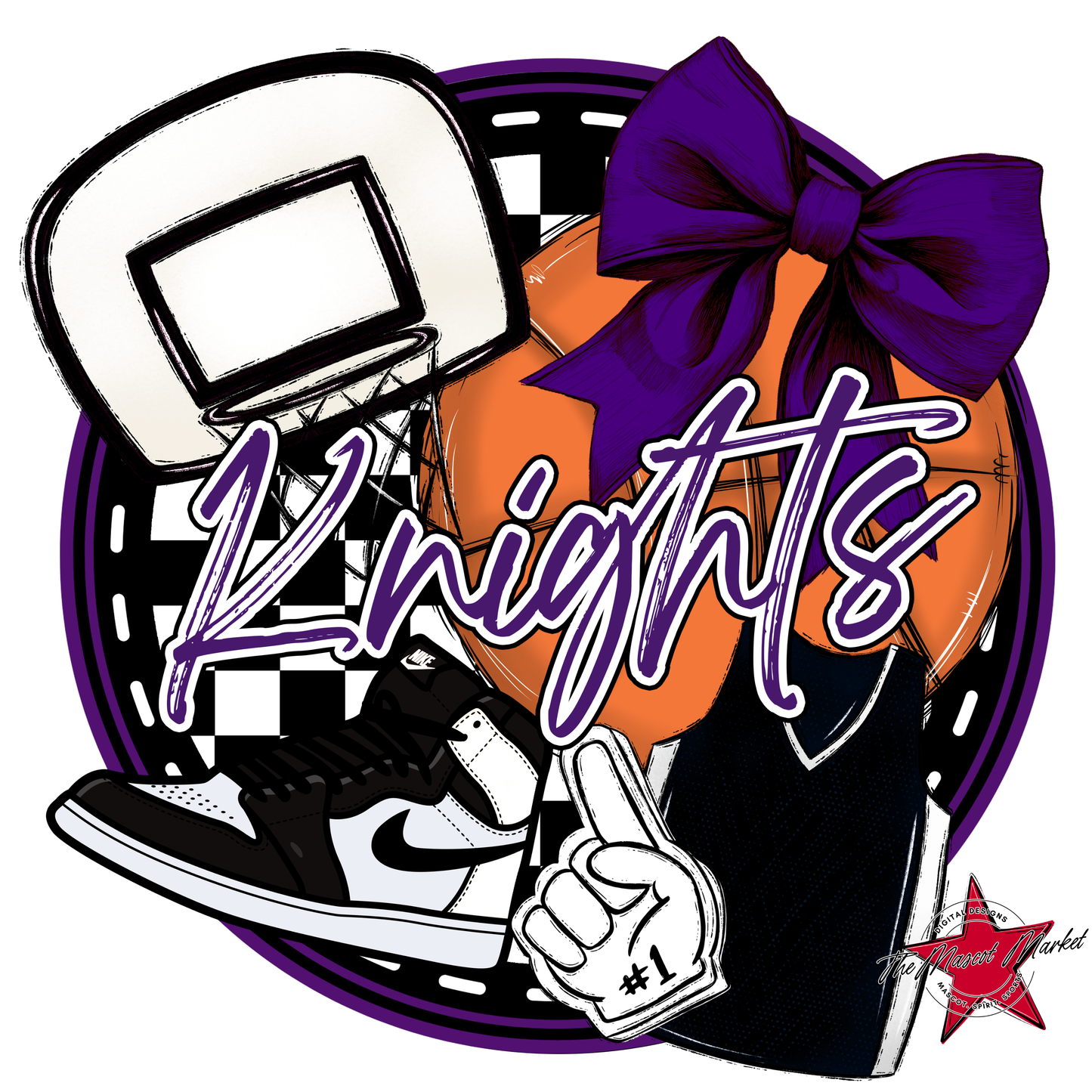 Knights Circle Basketball Design-Purple