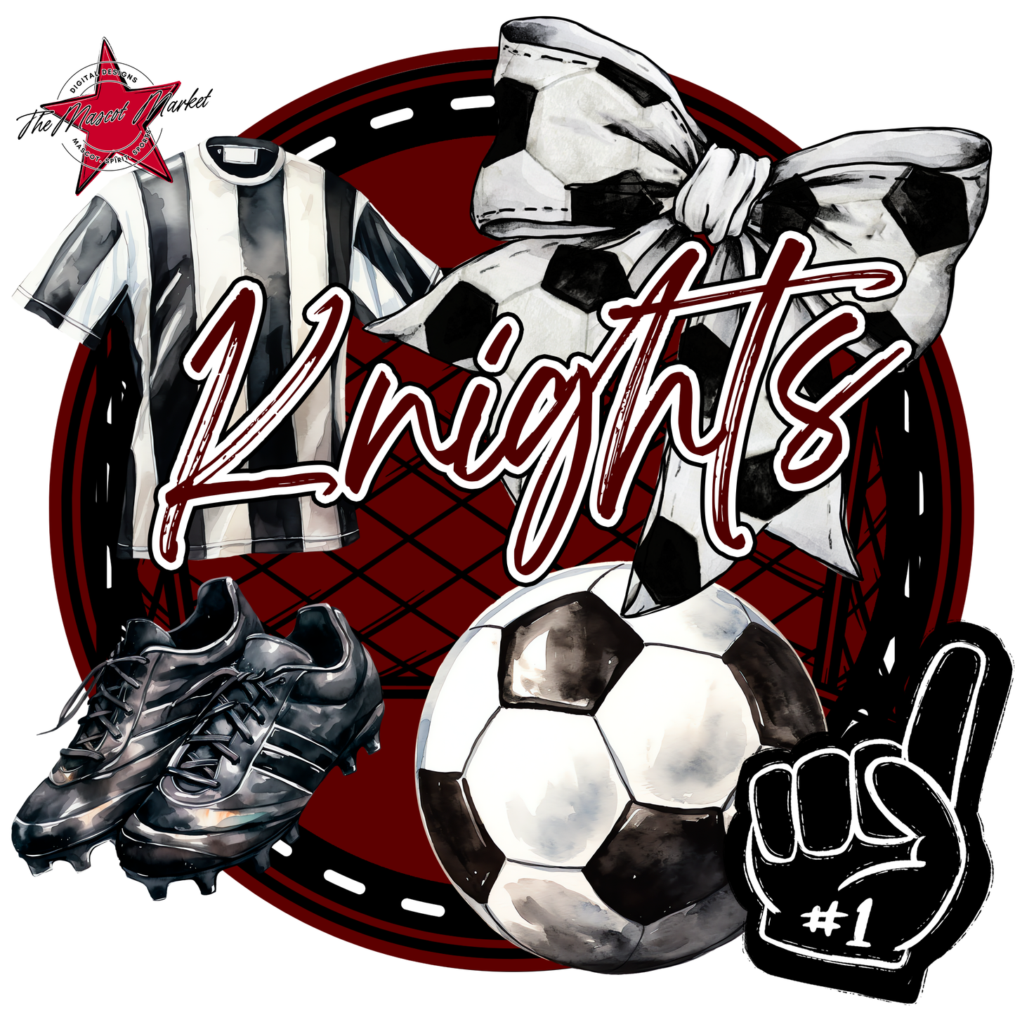 Knights Circle Soccer Design-Maroon