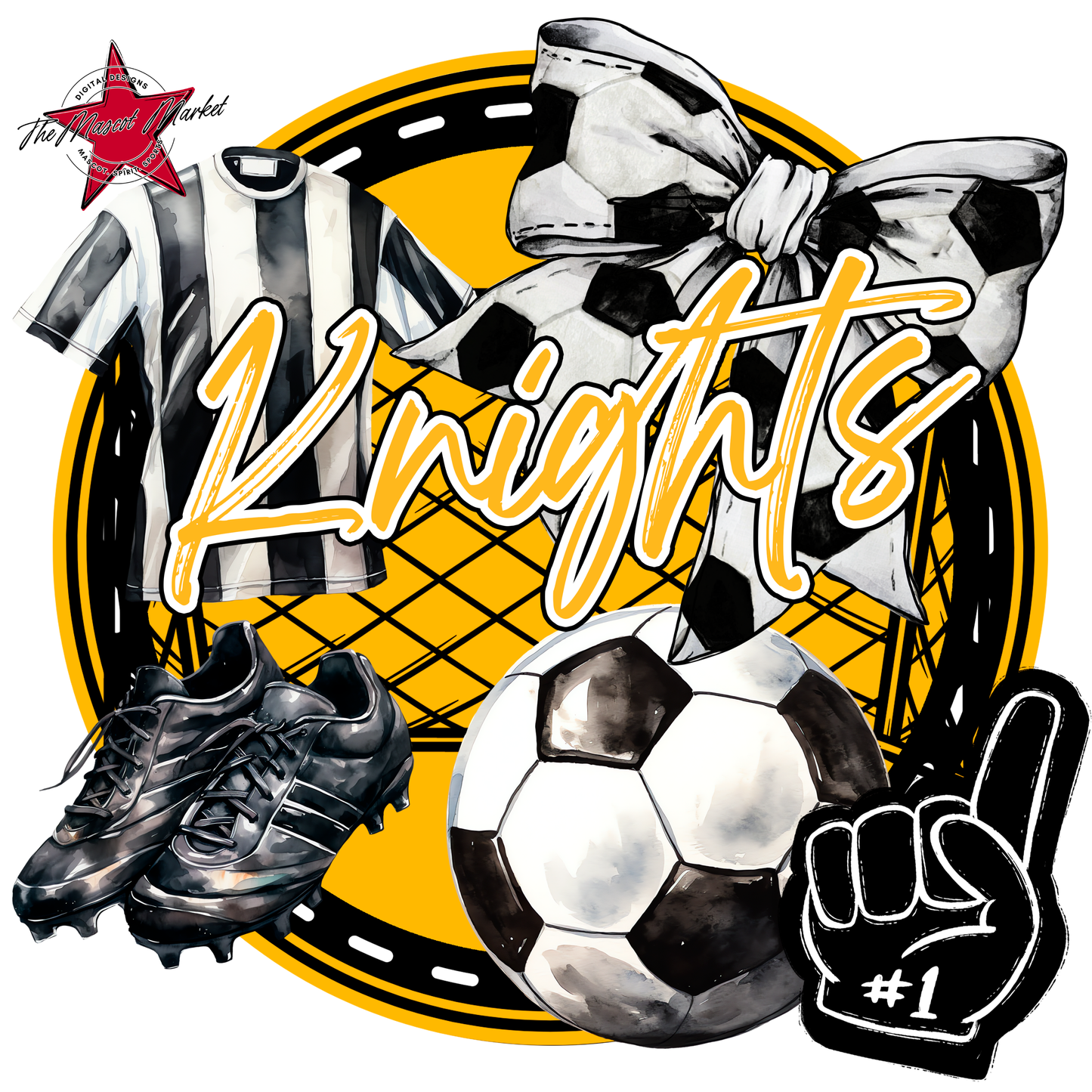Knights Circle Soccer Design-Yellow
