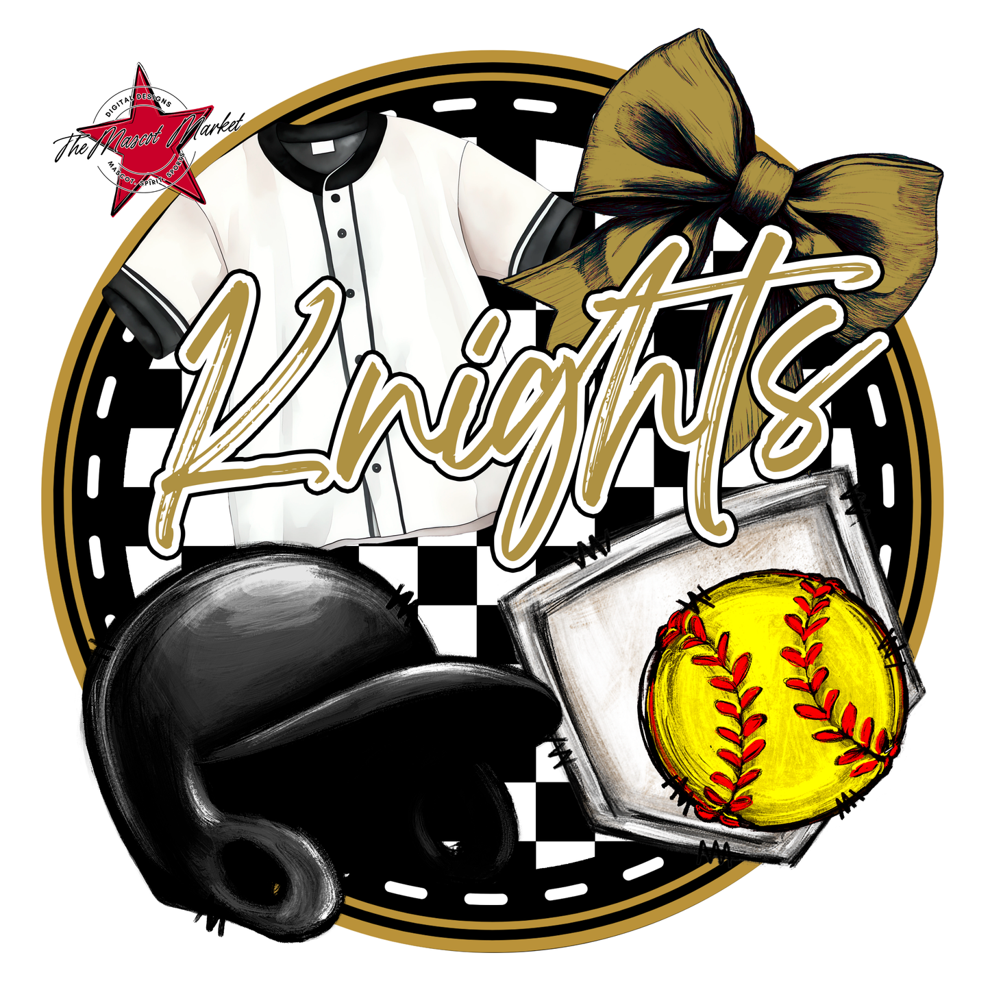 Knights Circle Softball Design-Gold