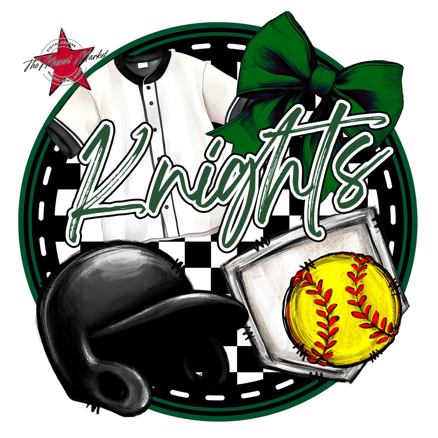 Knights Circle Softball Design-Green