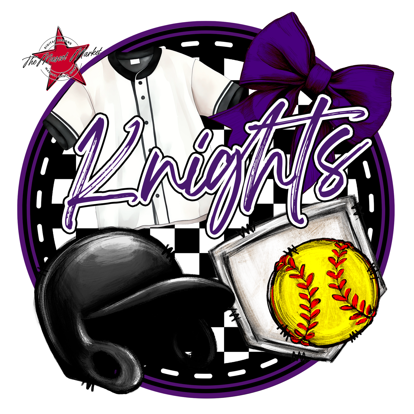 Knights Circle Softball Design-Purple
