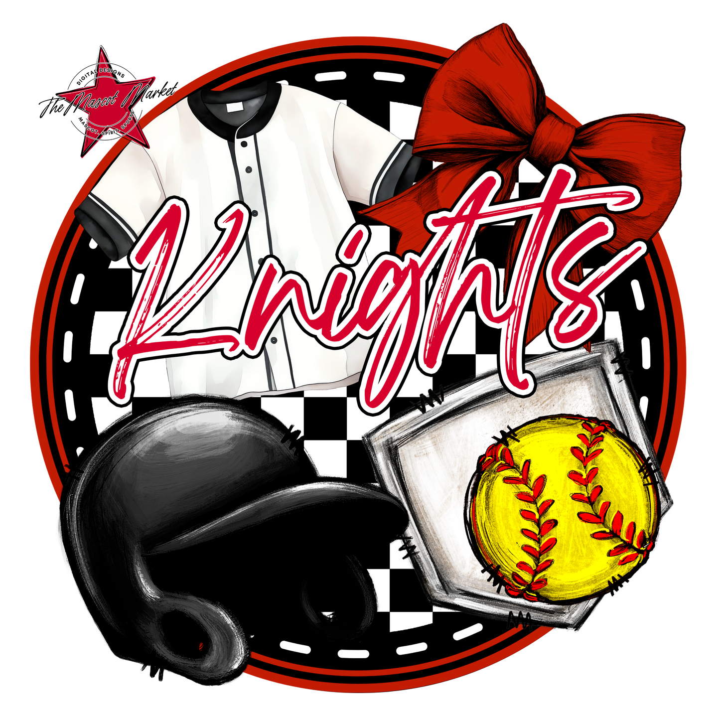Knights Circle Softball Design-Red