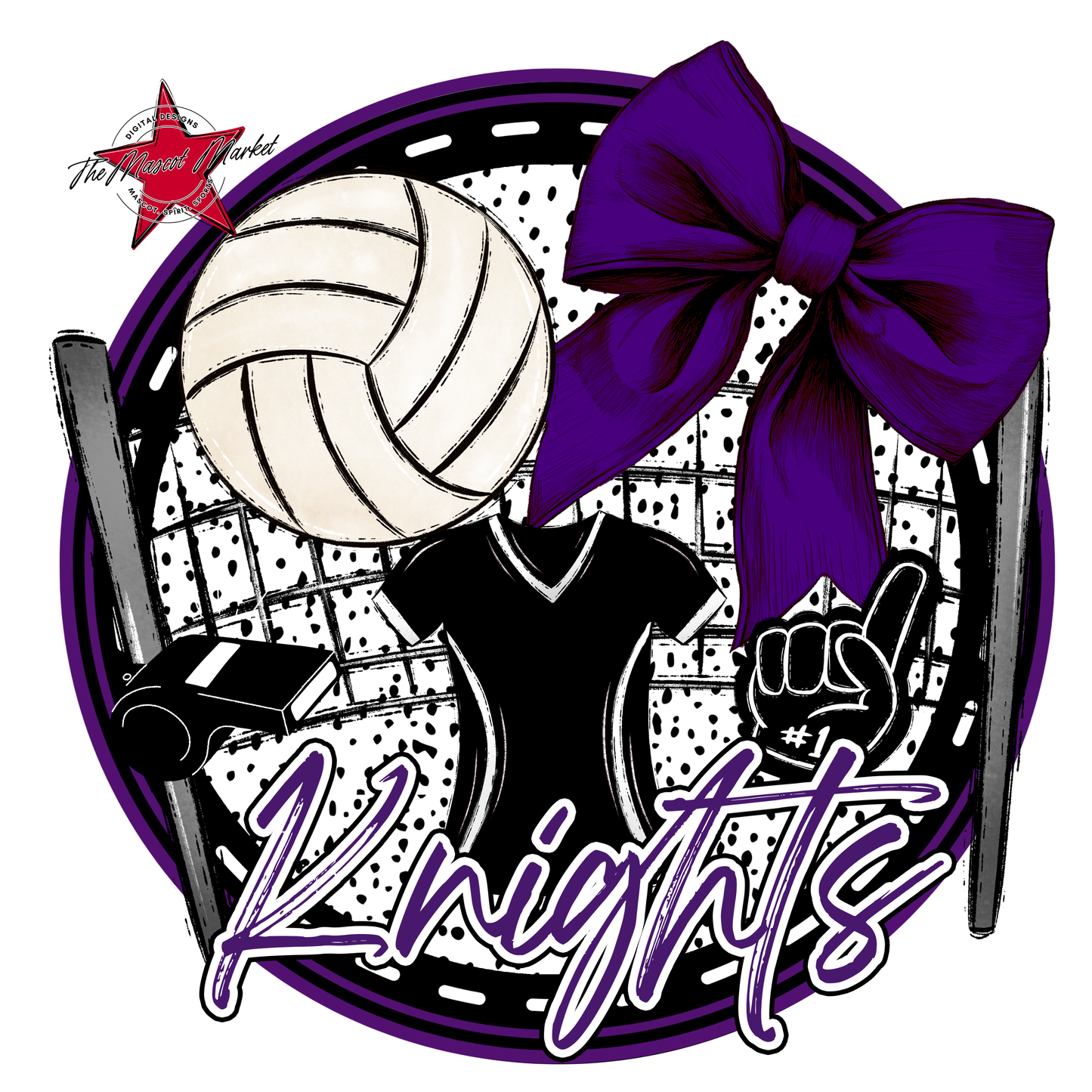 Knights Circle Volleyball Design-Purple