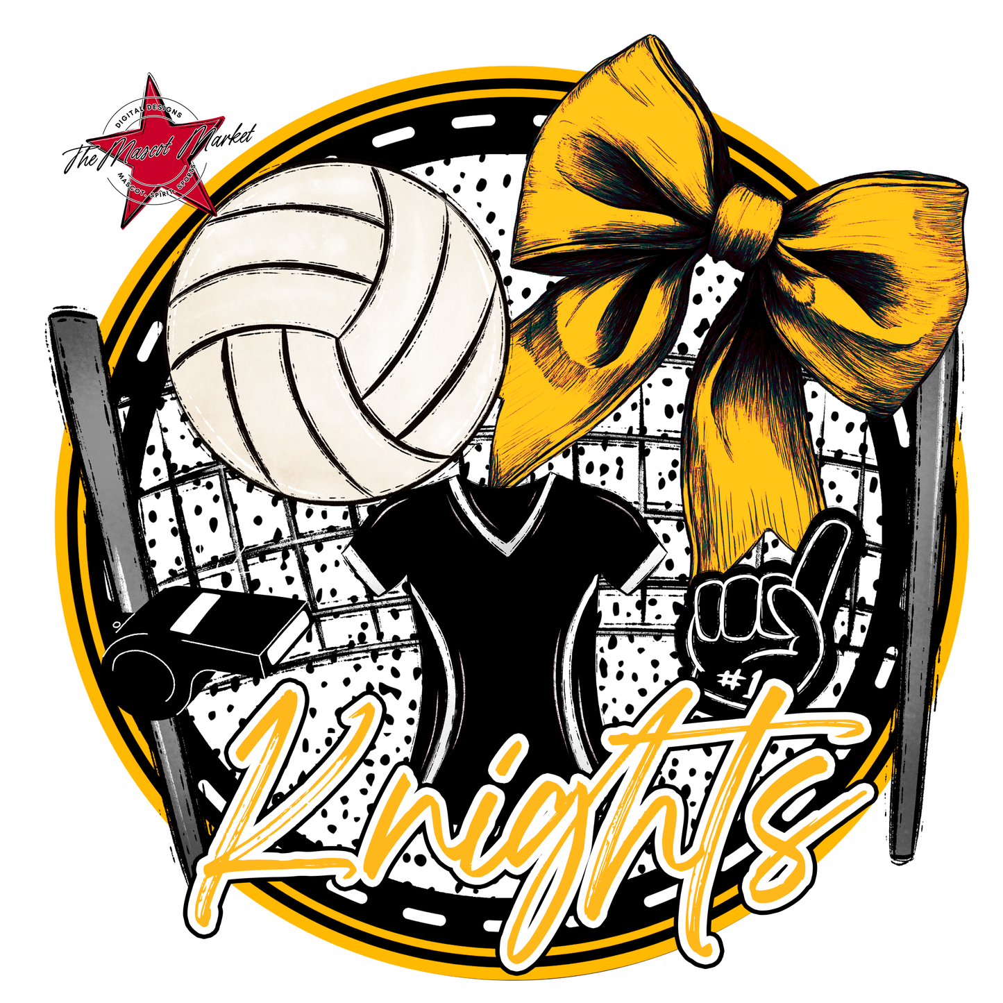 Knights Circle Volleyball Design-Yellow