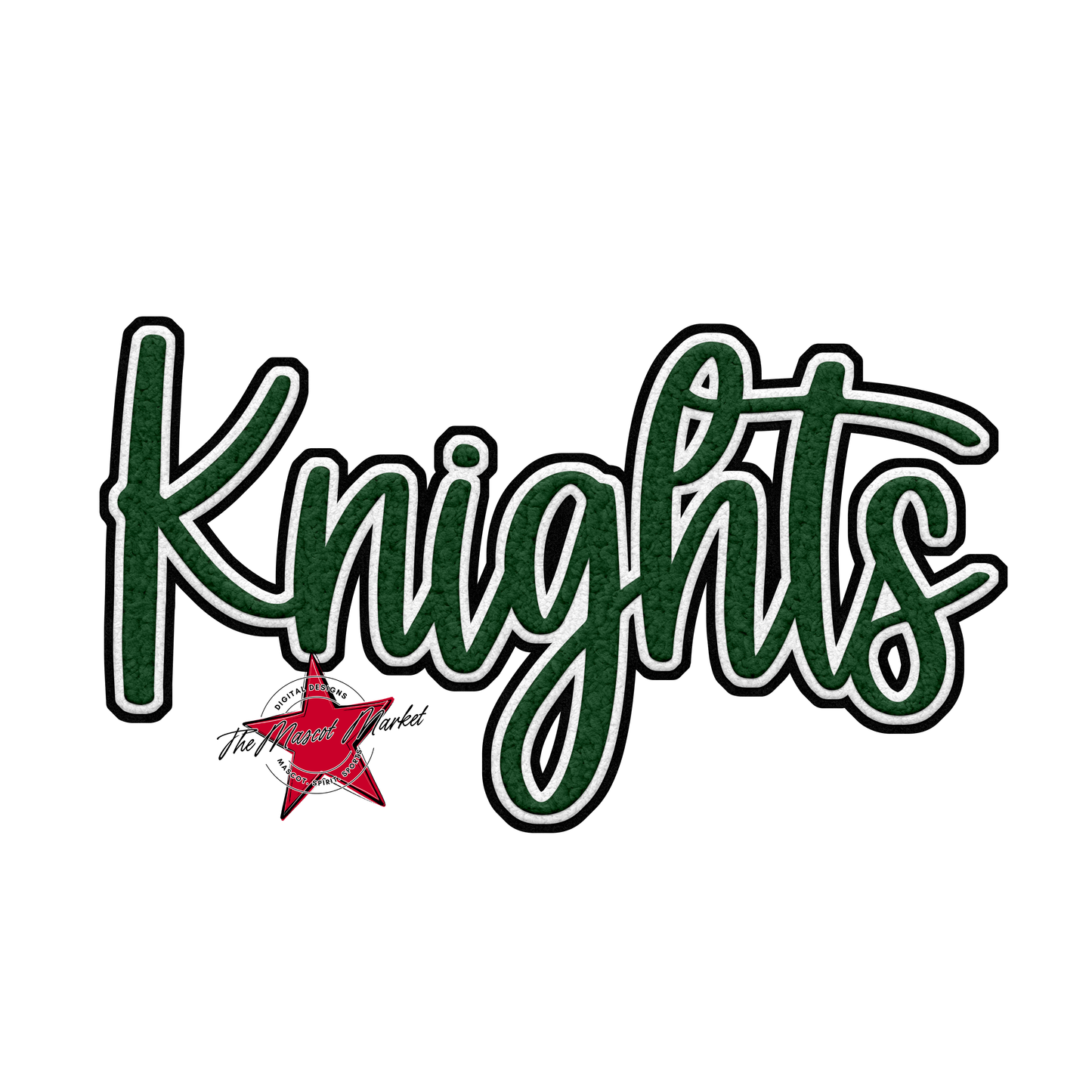 Knights Faux Chenille Patch-Green