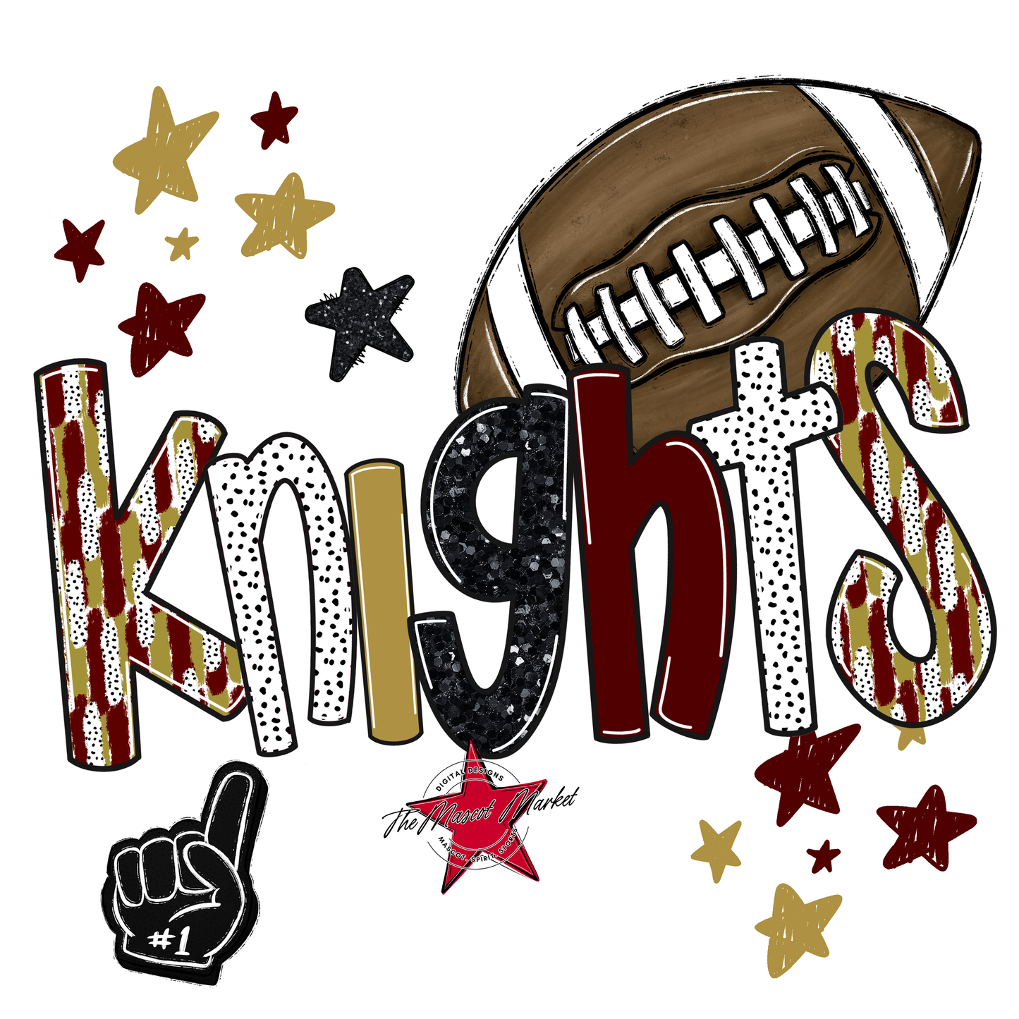 Knights Football Scrape-Maroon-Gold