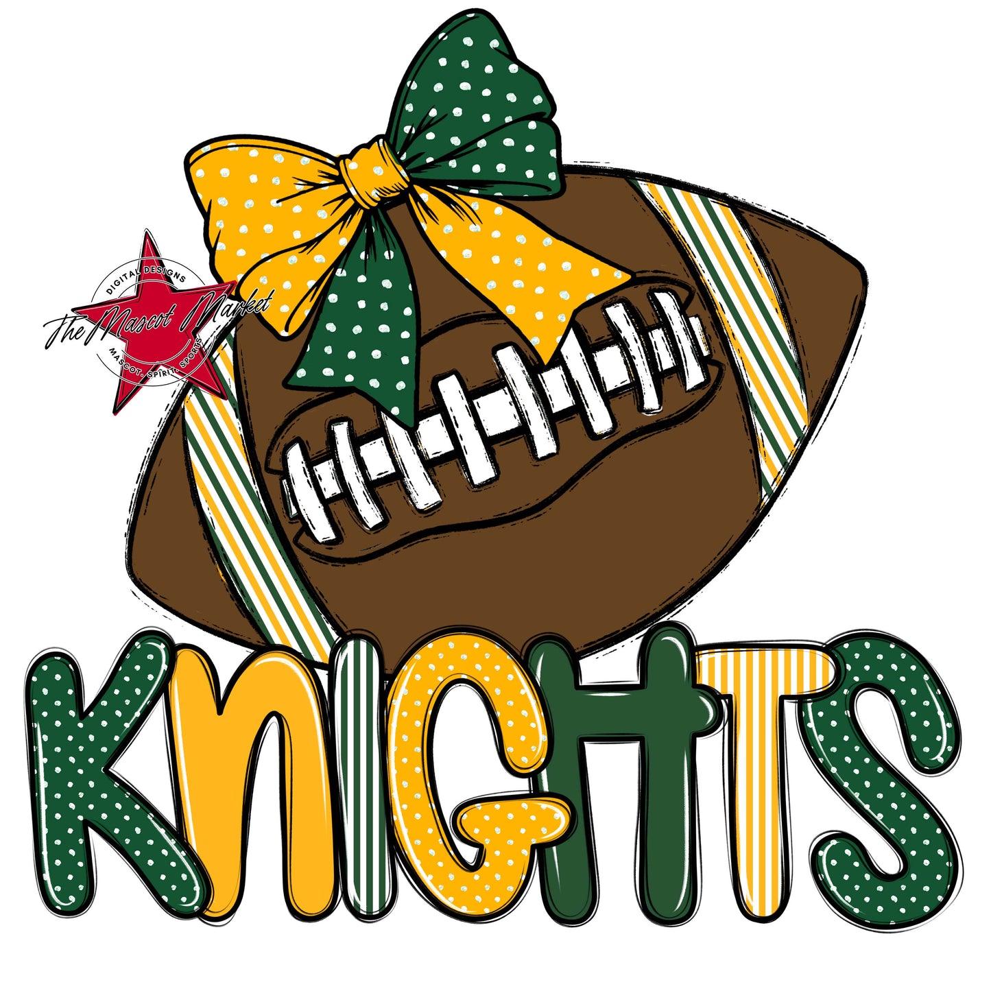 Knights Football Spirit Design-Green & Yellow