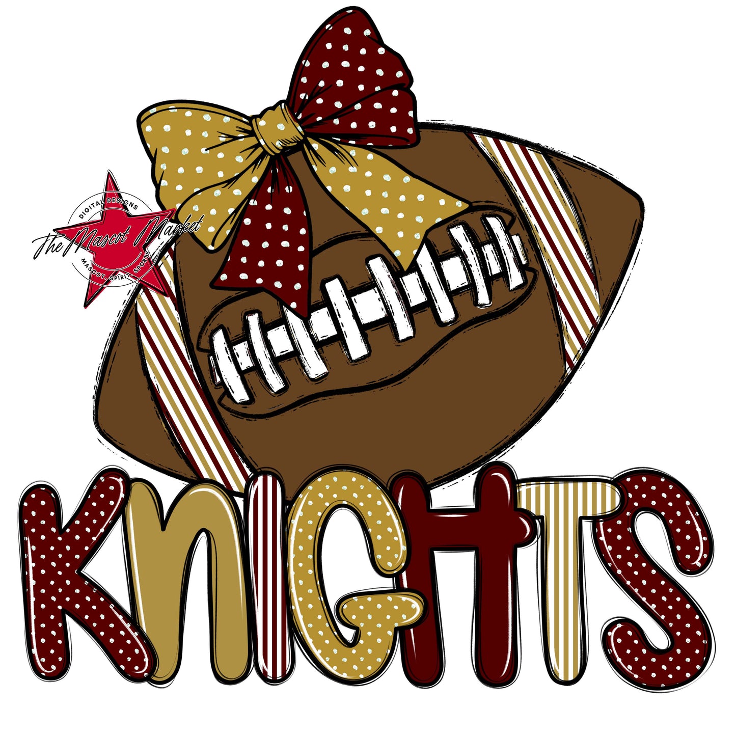 Knights Football Spirit Design-Maroon & Gold