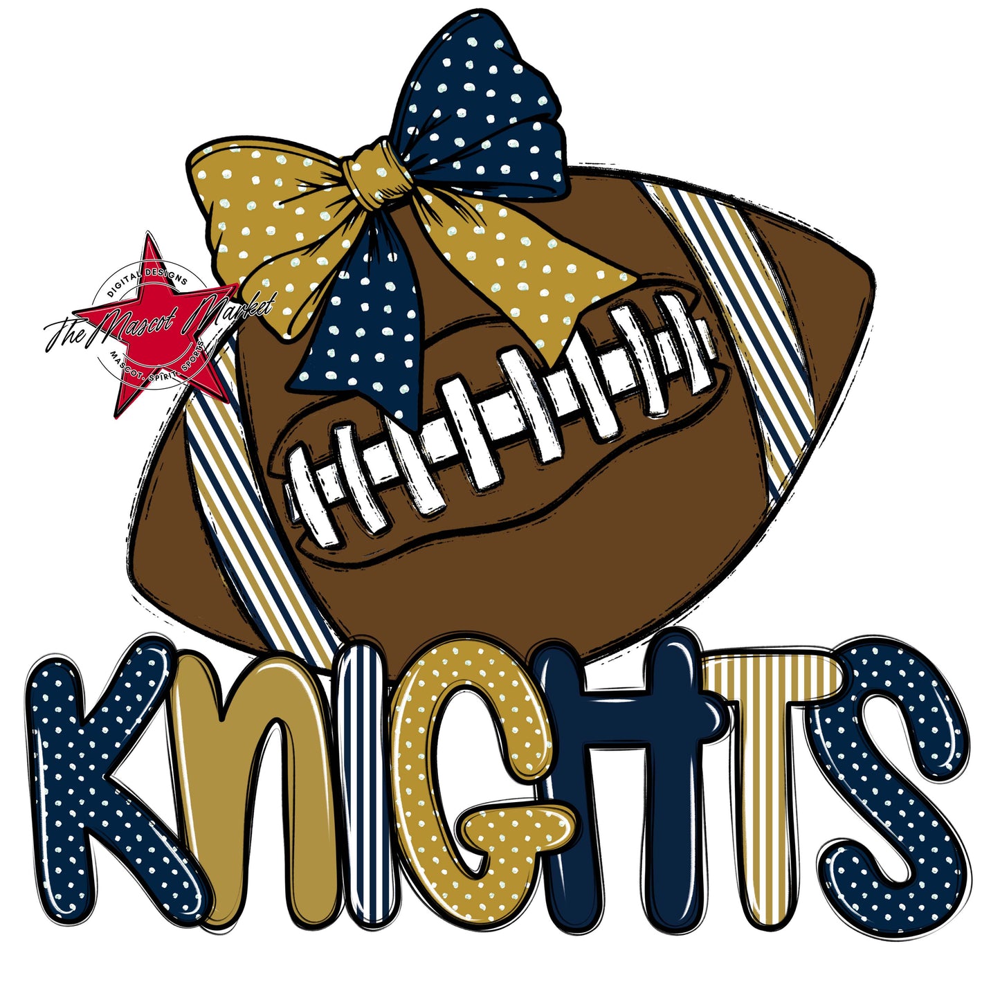 Knights Football Spirit Design-Navy & Gold