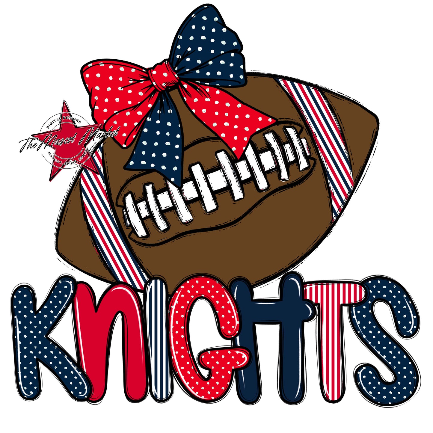 Knights Football Spirit Design-Navy & Red