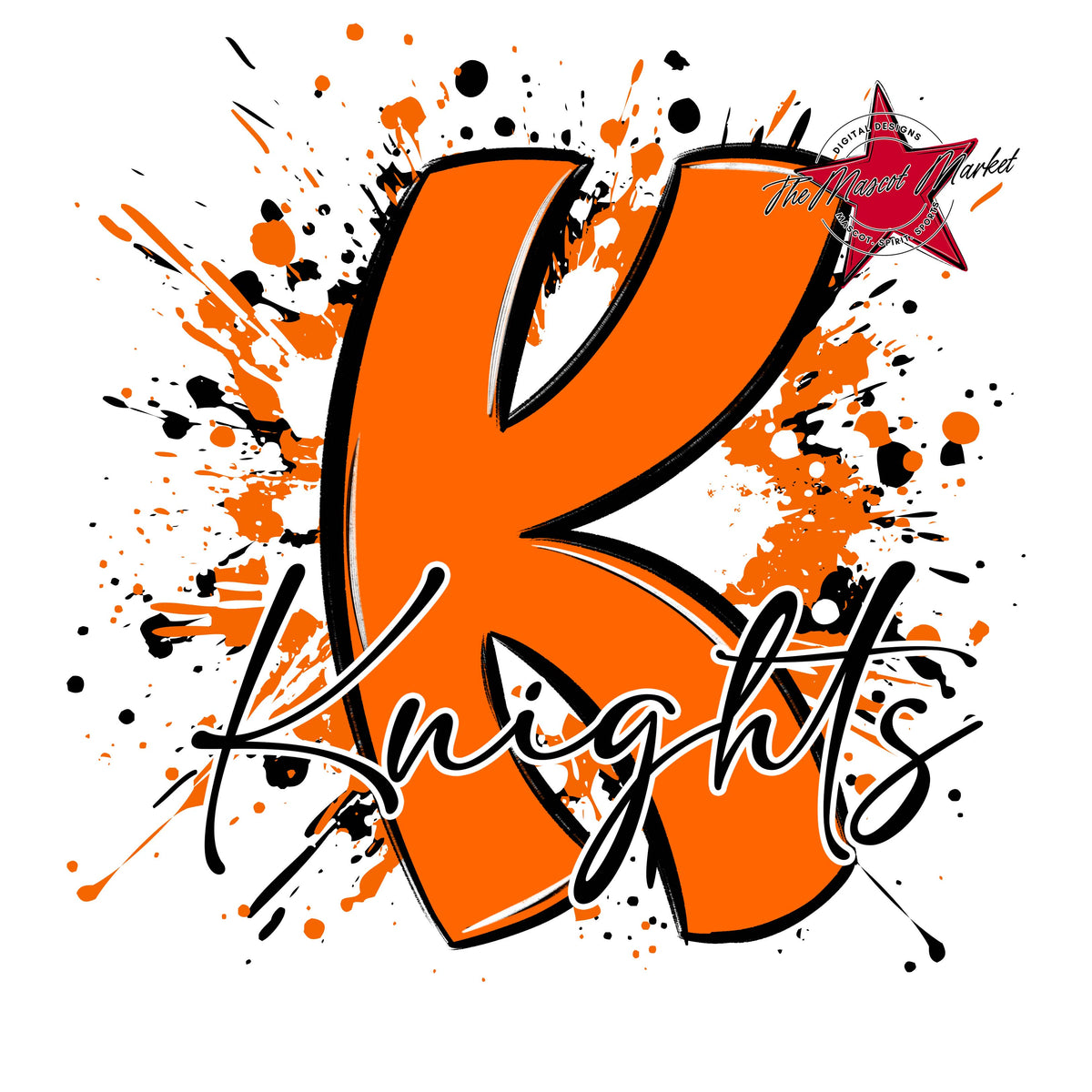 Knights Mascot Splatter-Orange