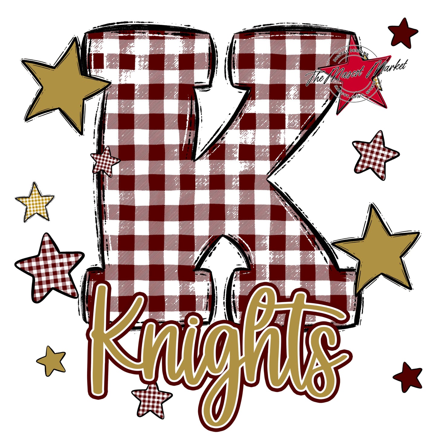 Knights Plaid Star Design-Maroon & Gold