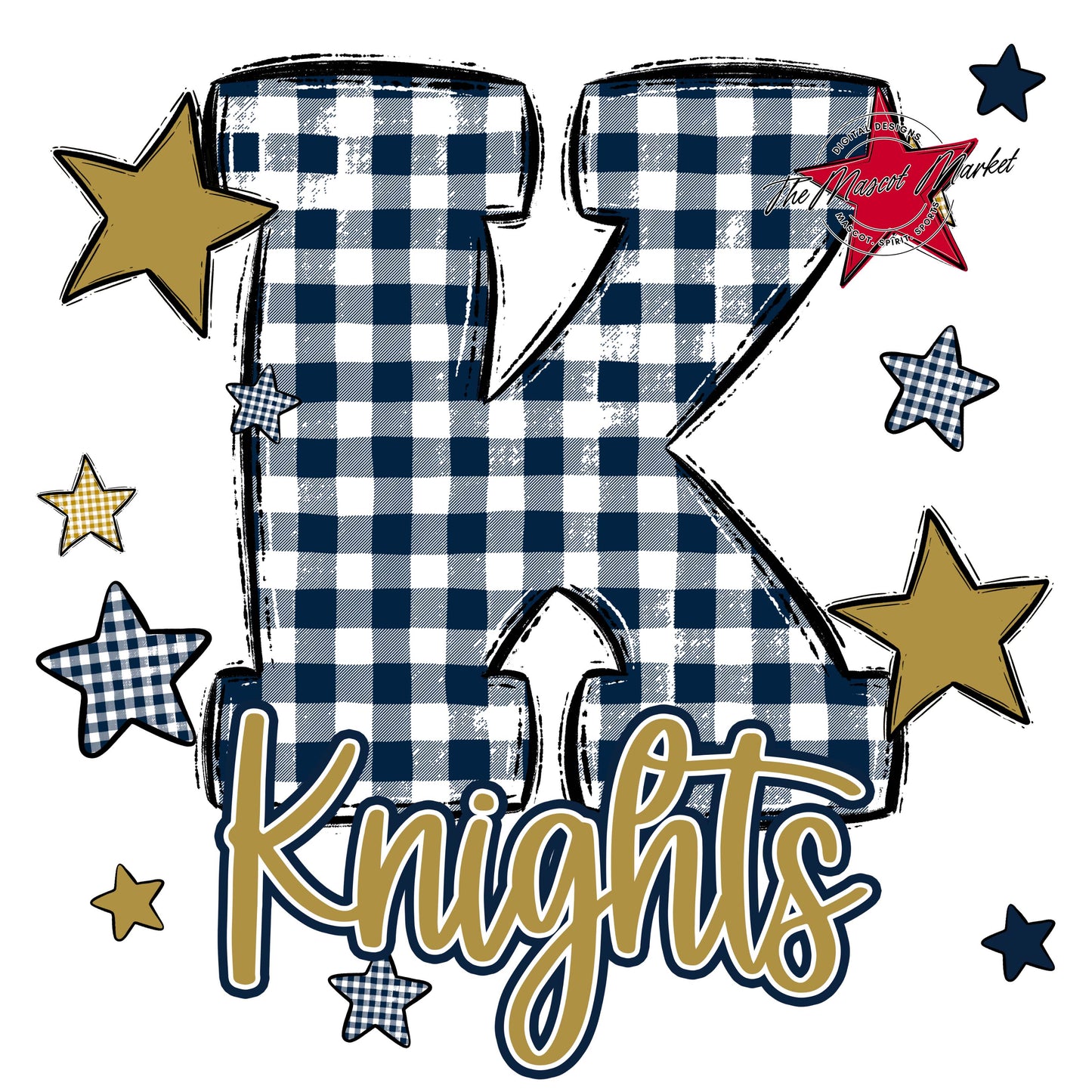 Knights Plaid Star Design-Navy & Gold