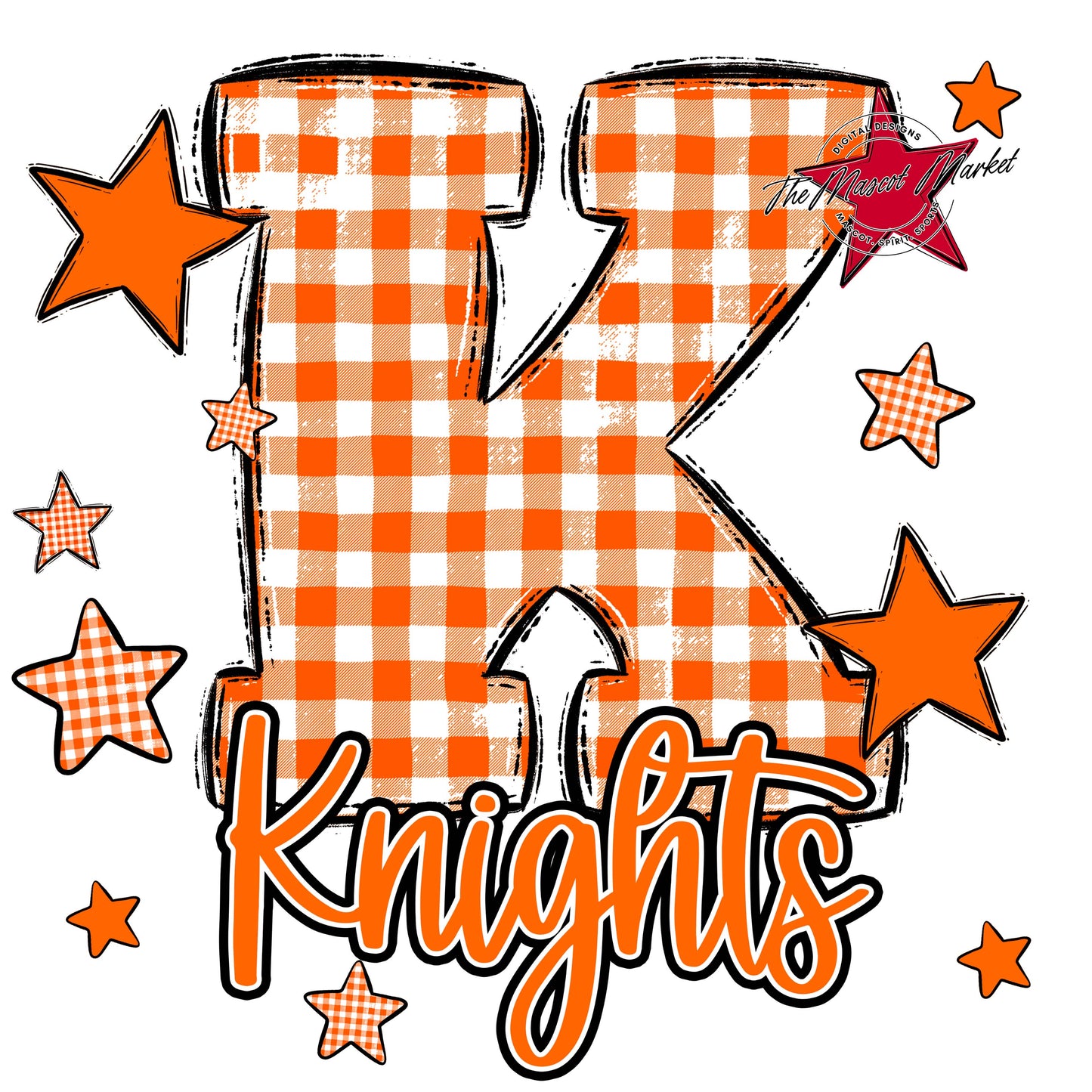 Knights Plaid Star Design-Orange