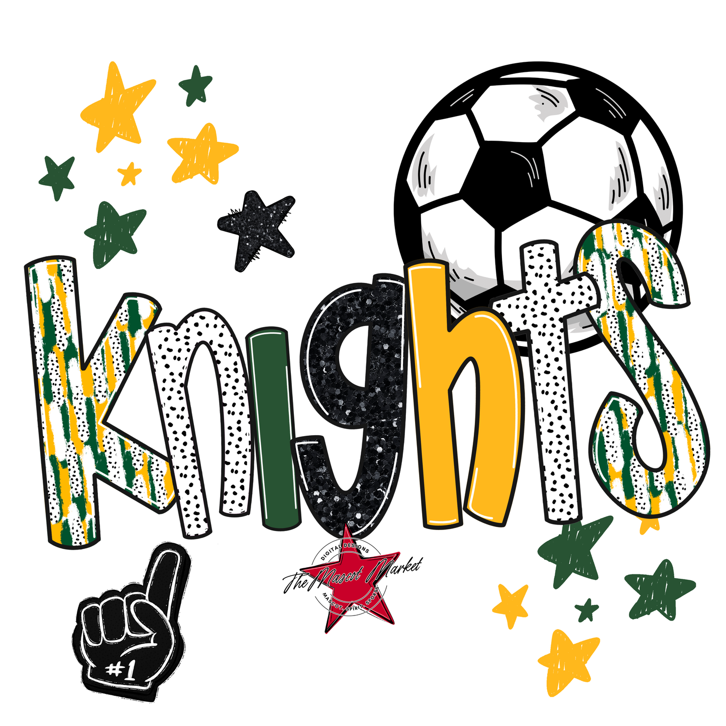 Knights Soccer Scrape-Green-Yellow
