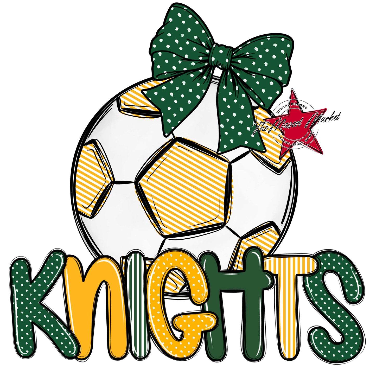 Knights Soccer Spirit Design-Green & Yellow