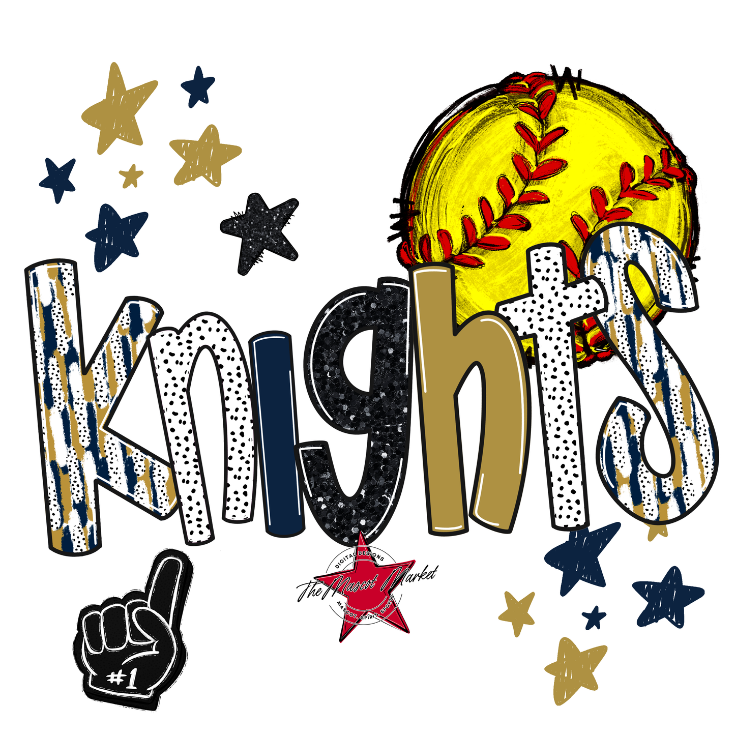 Knights Softball Scrape-Navy-Gold