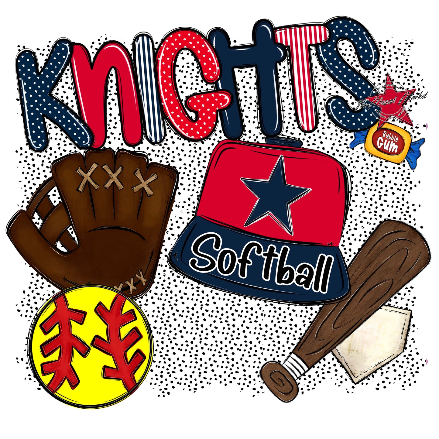 Knights Softball Spirit-Navy & Red