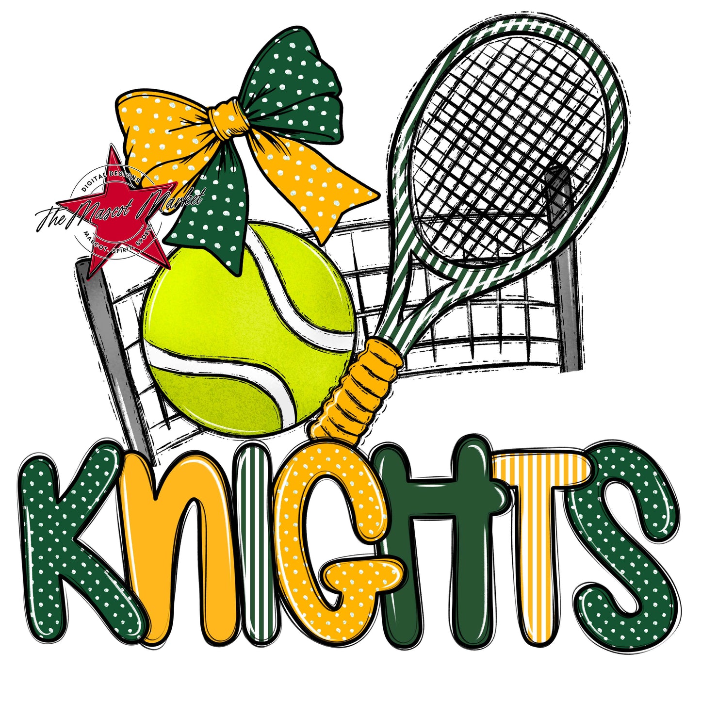 Knights Tennis Spirit Design-Green & Yellow