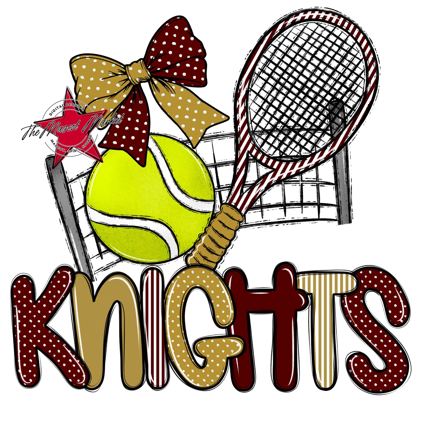 Knights Tennis Spirit Design-Maroon & Gold