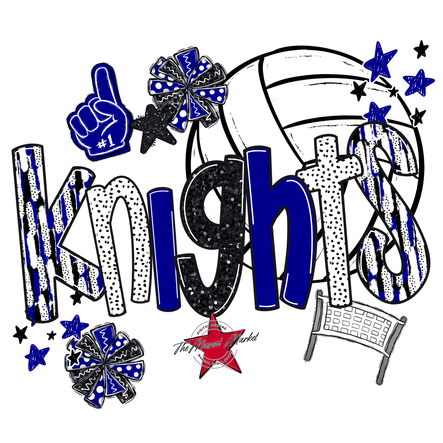 Knights Volleyball Scrape-Blue