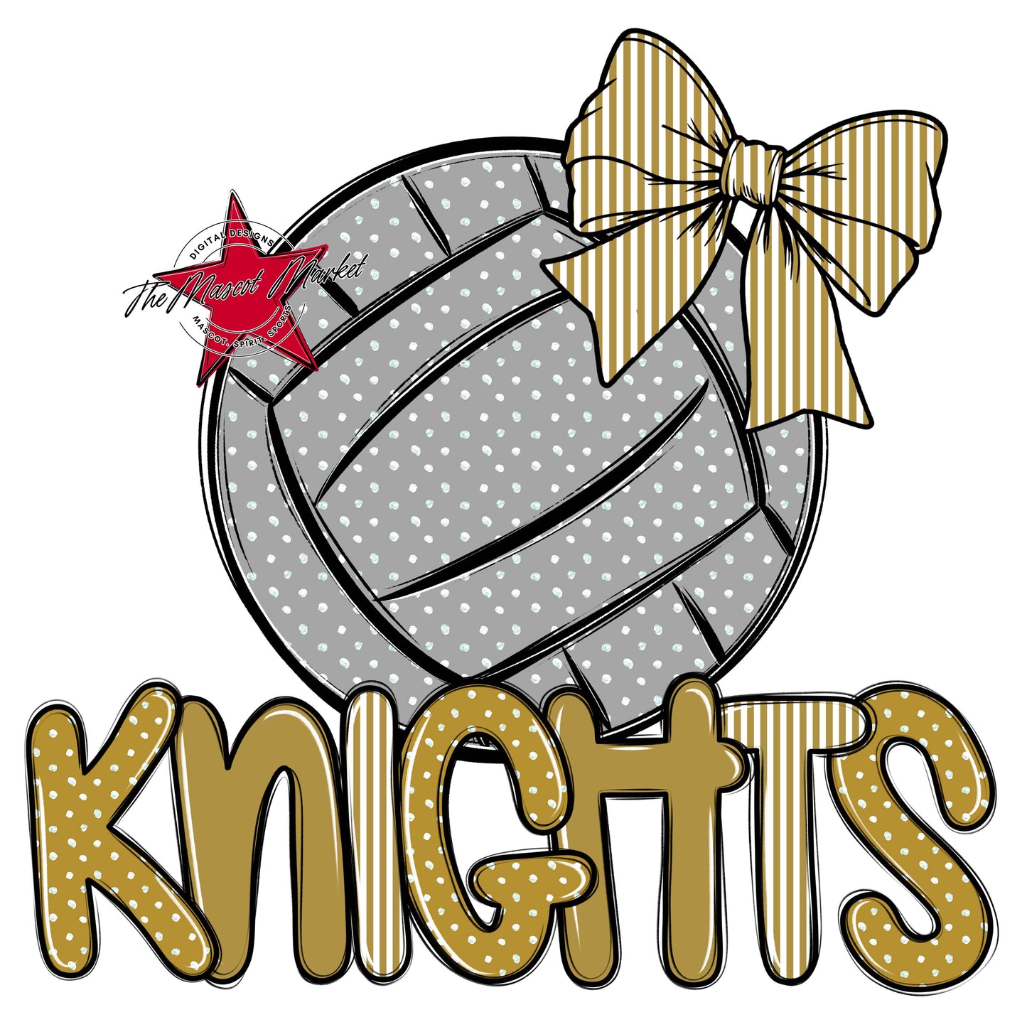 Knights Volleyball Spirit Design-Gold