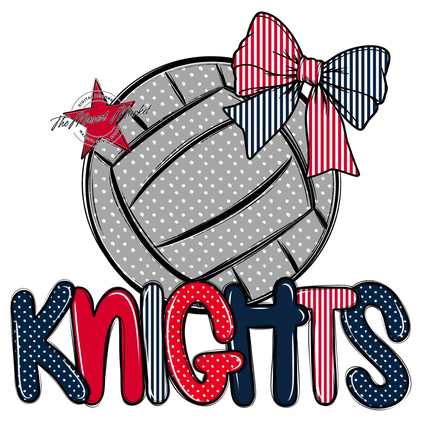 Knights Volleyball Spirit Design-Navy & Red