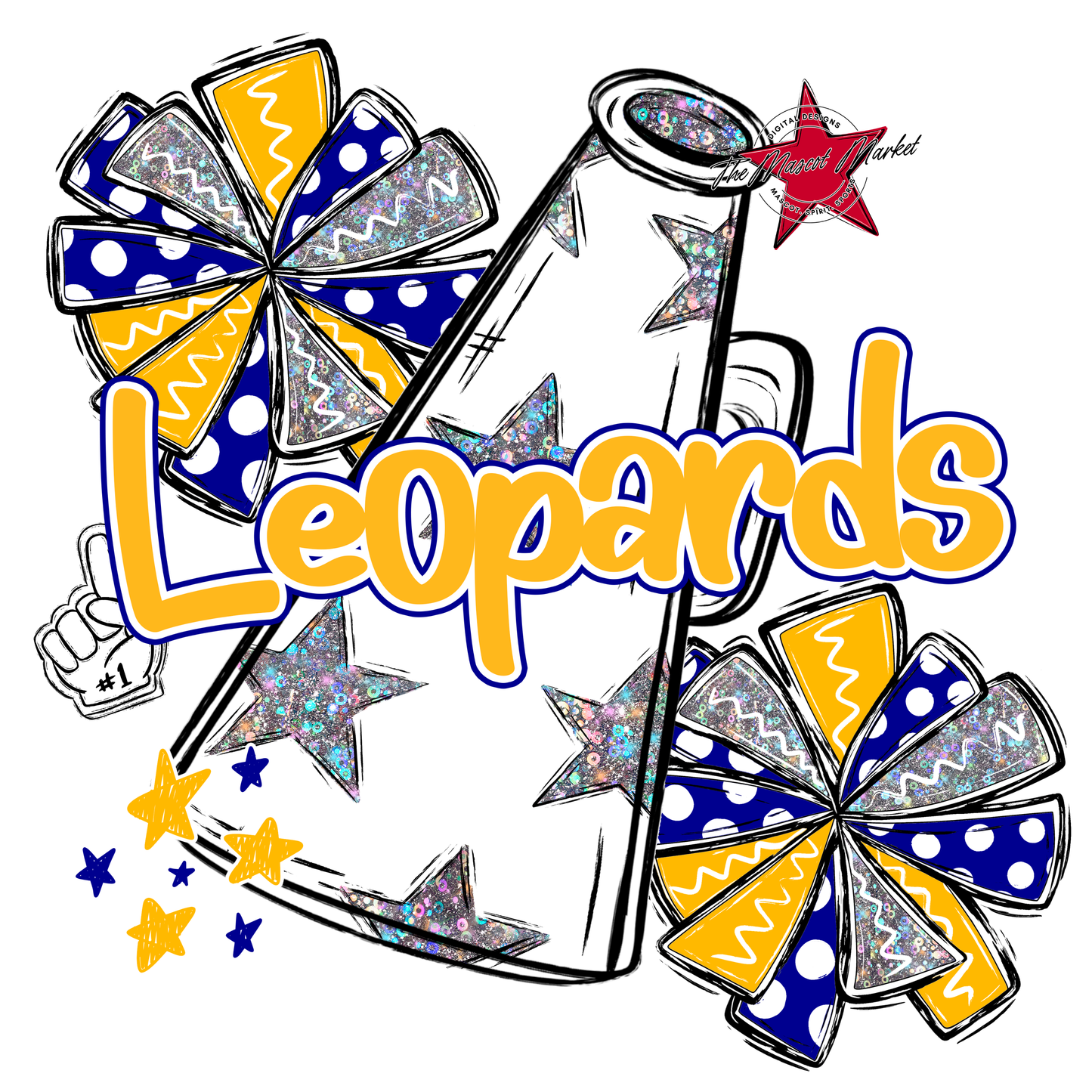 Leopards Alpha Megaphone Design-Blue-Yellow