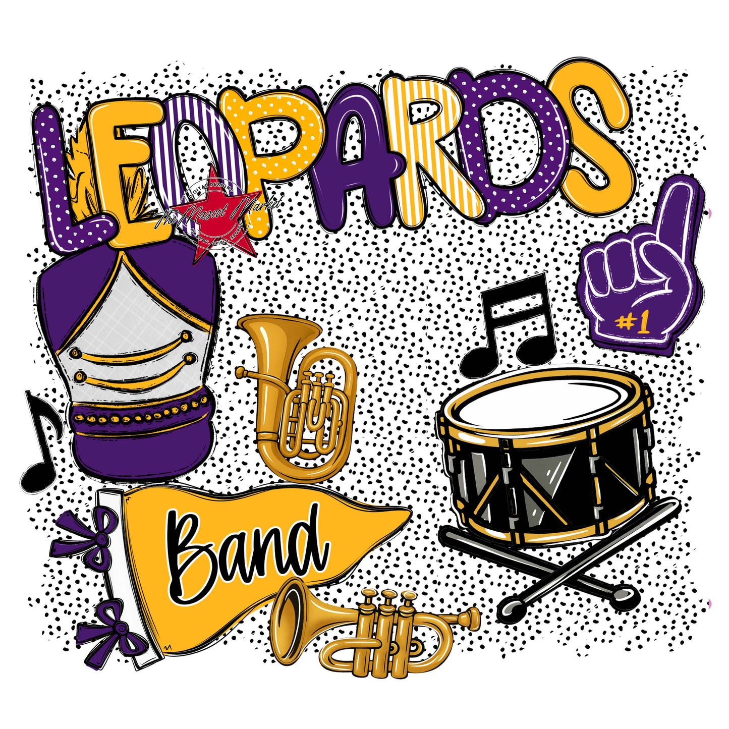 Leopards Band Spirit-Purple & Yellow