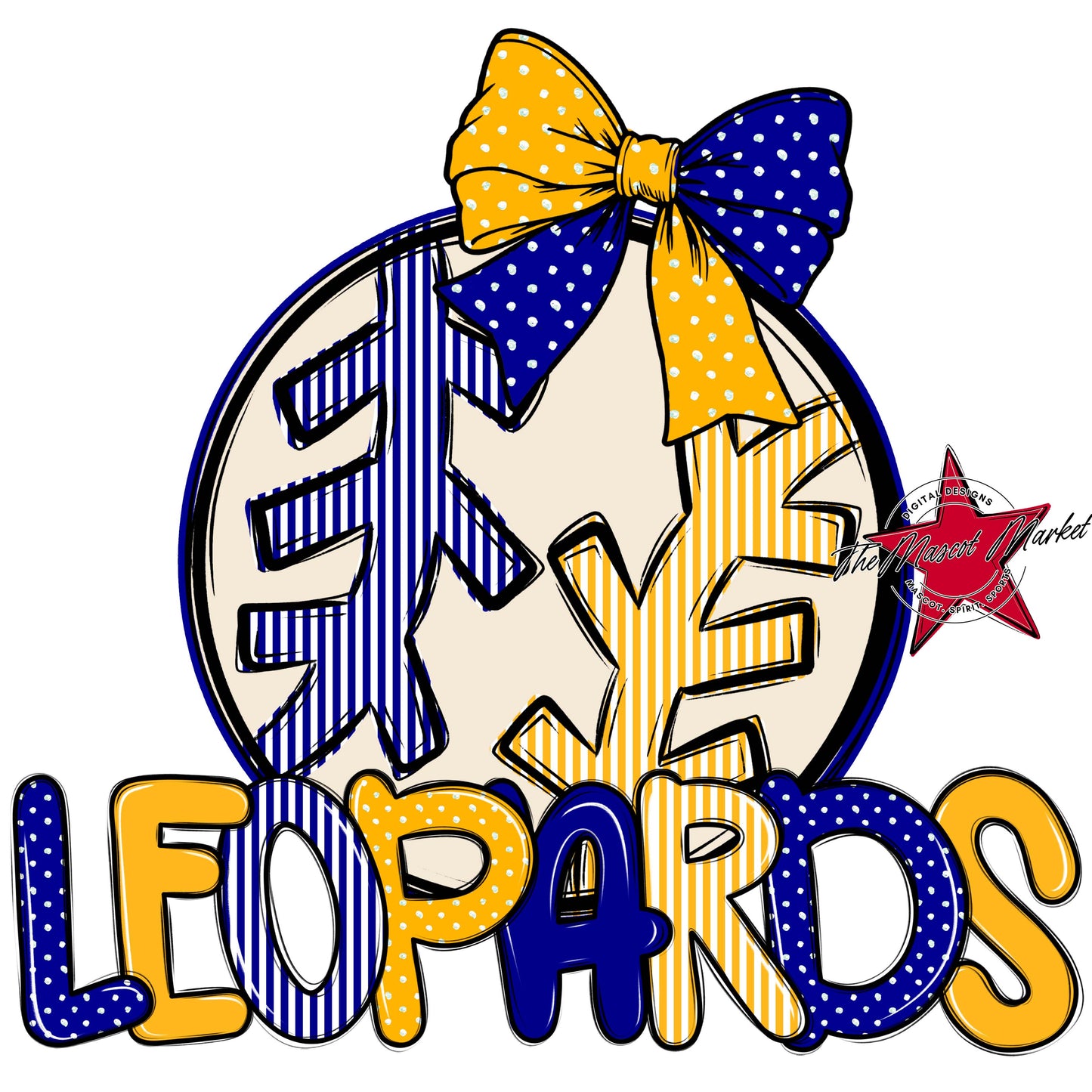 Leopards Baseball-Softball Spirit Design-Blue & Yellow