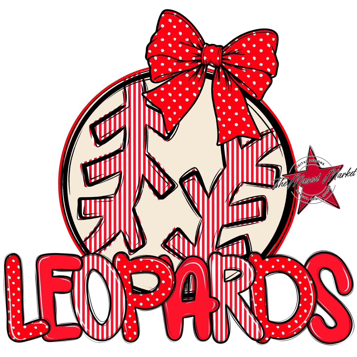Leopards Baseball-Softball Spirit Design-Bright Red