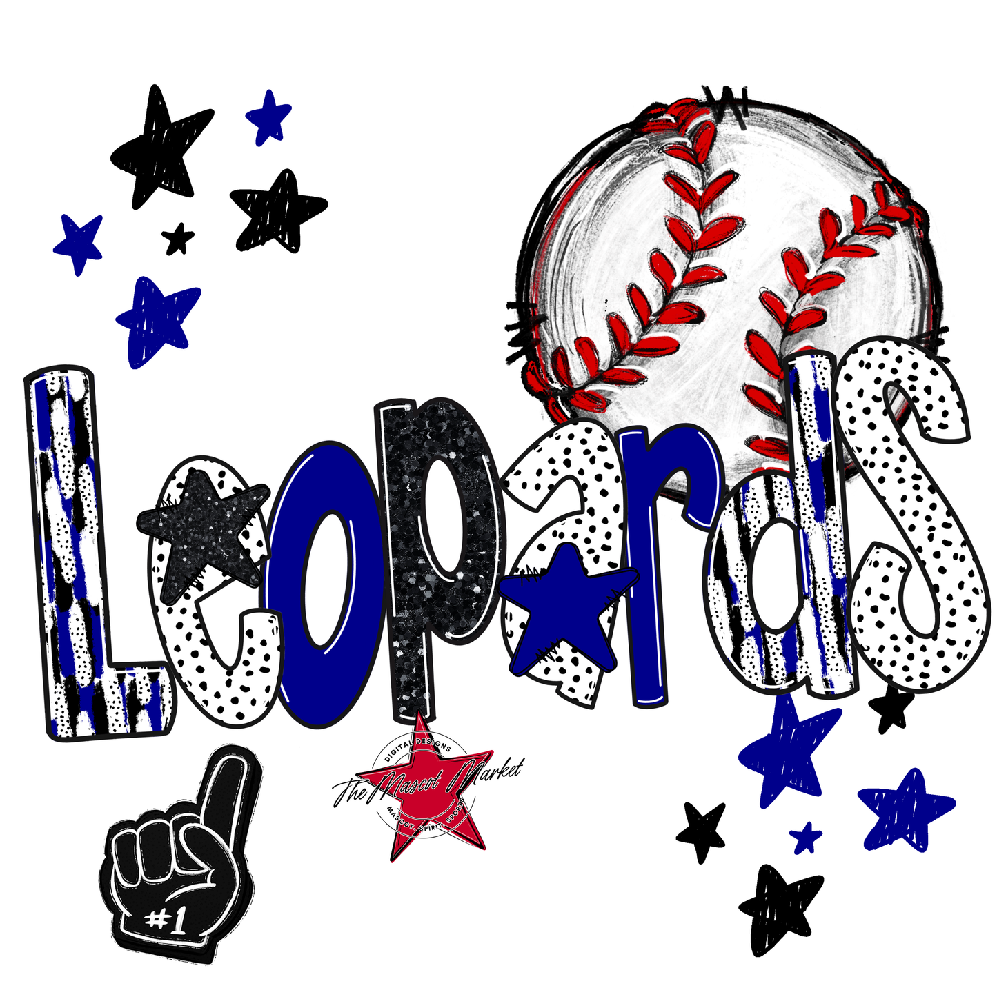 Leopards Baseball Scrape-Blue