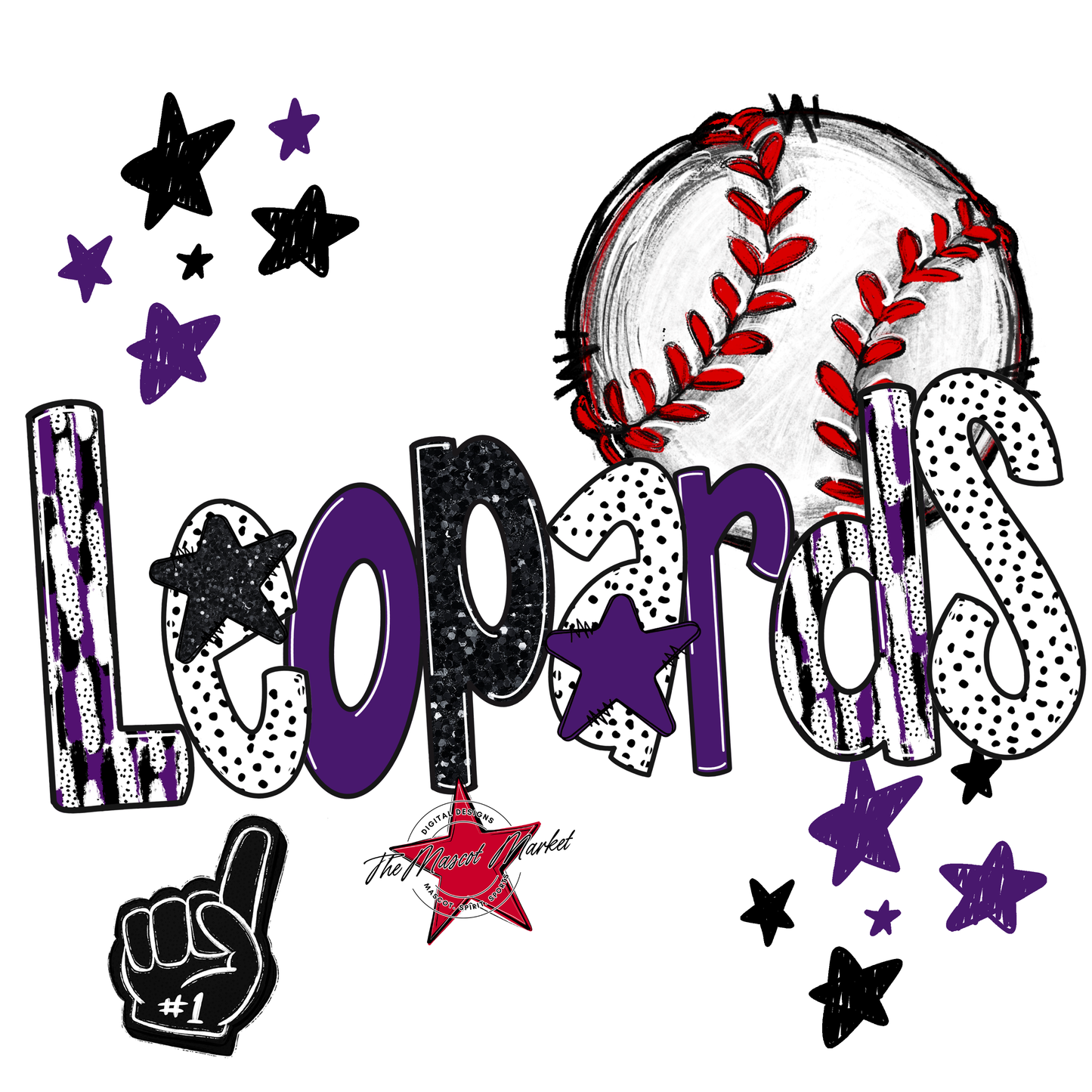 Leopards Baseball Scrape-Purple