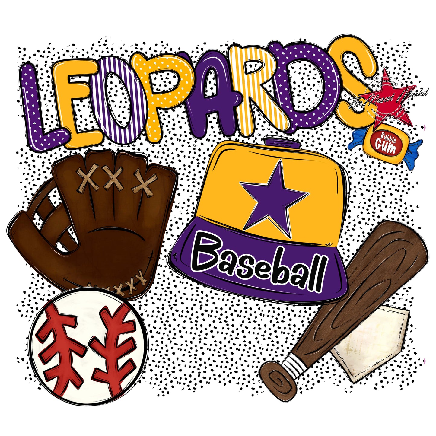 Leopards Baseball Spirit-Purple & Yellow