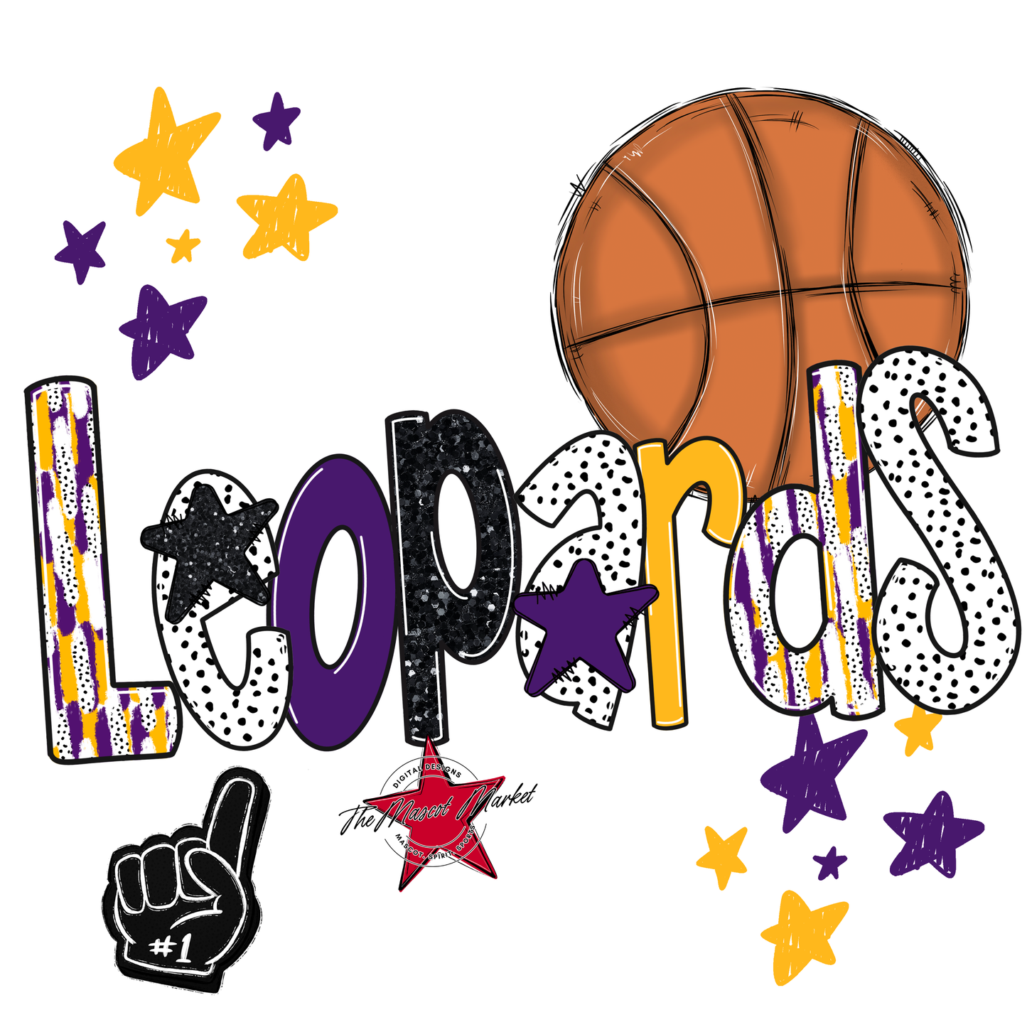 Leopards Basketball Scrape-Purple-Yellow