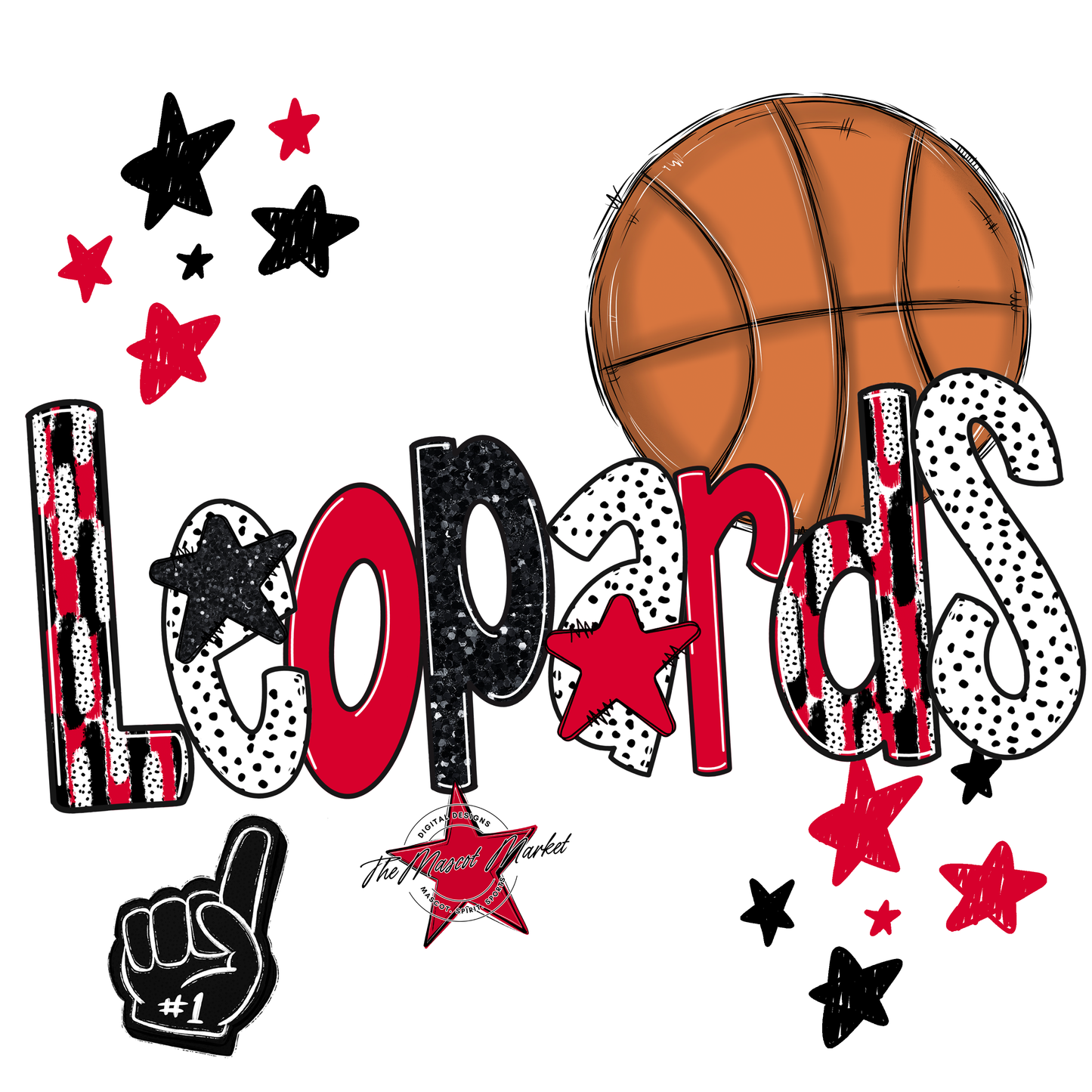 Leopards Basketball Scrape-Red