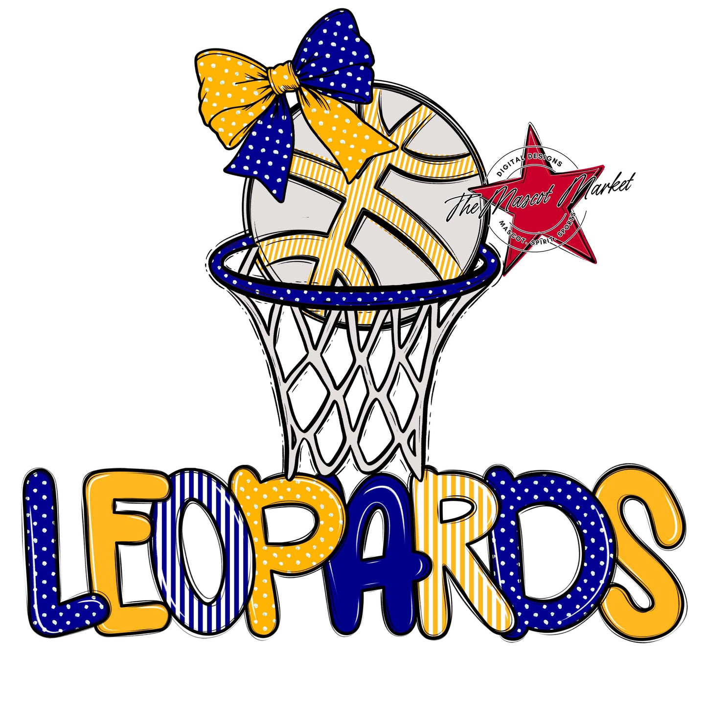 Leopards Basketball Spirit Design-Blue & Yellow