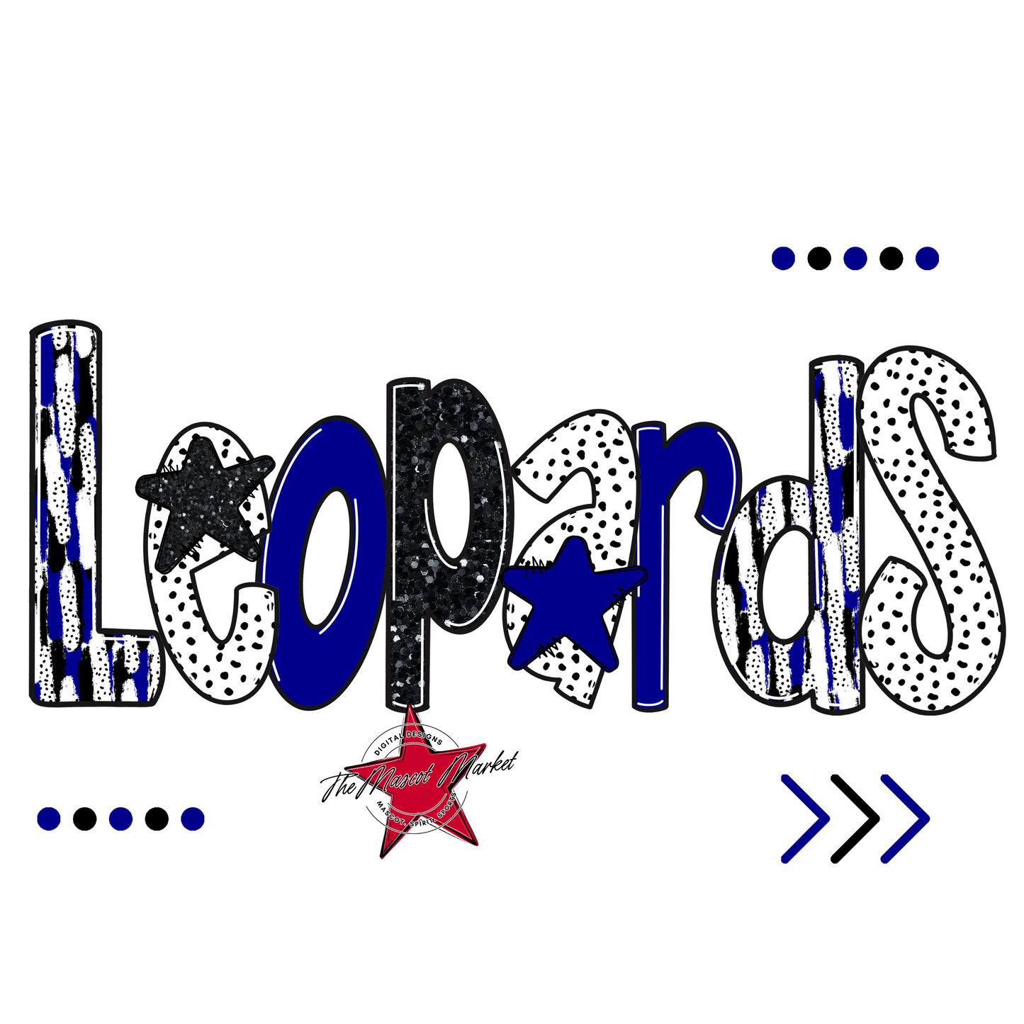 Leopards Brushstroke Alpha w Arrows-Blue